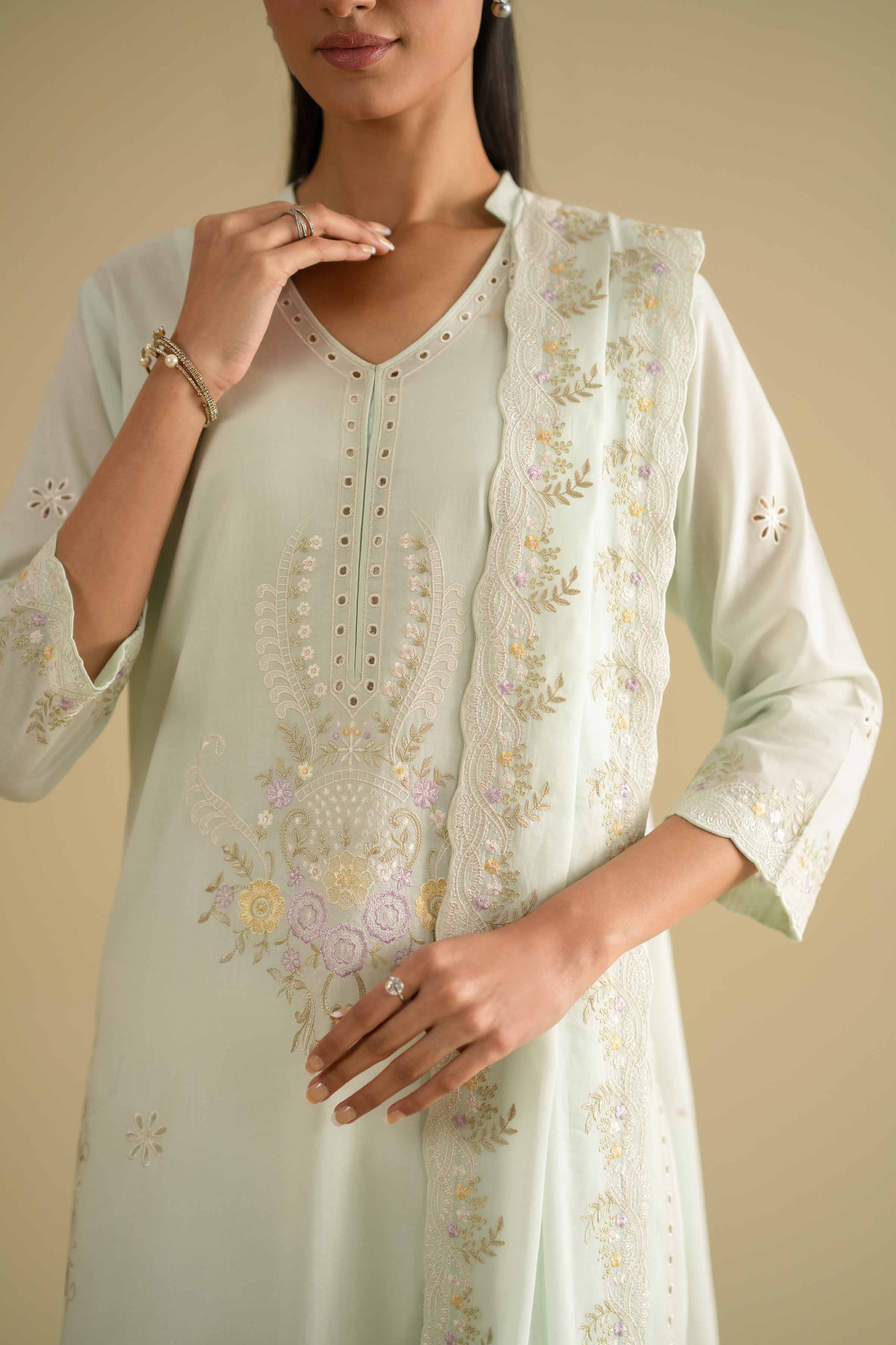 2 Piece - Embroidered Suit - KFE26-230 - Image 6
