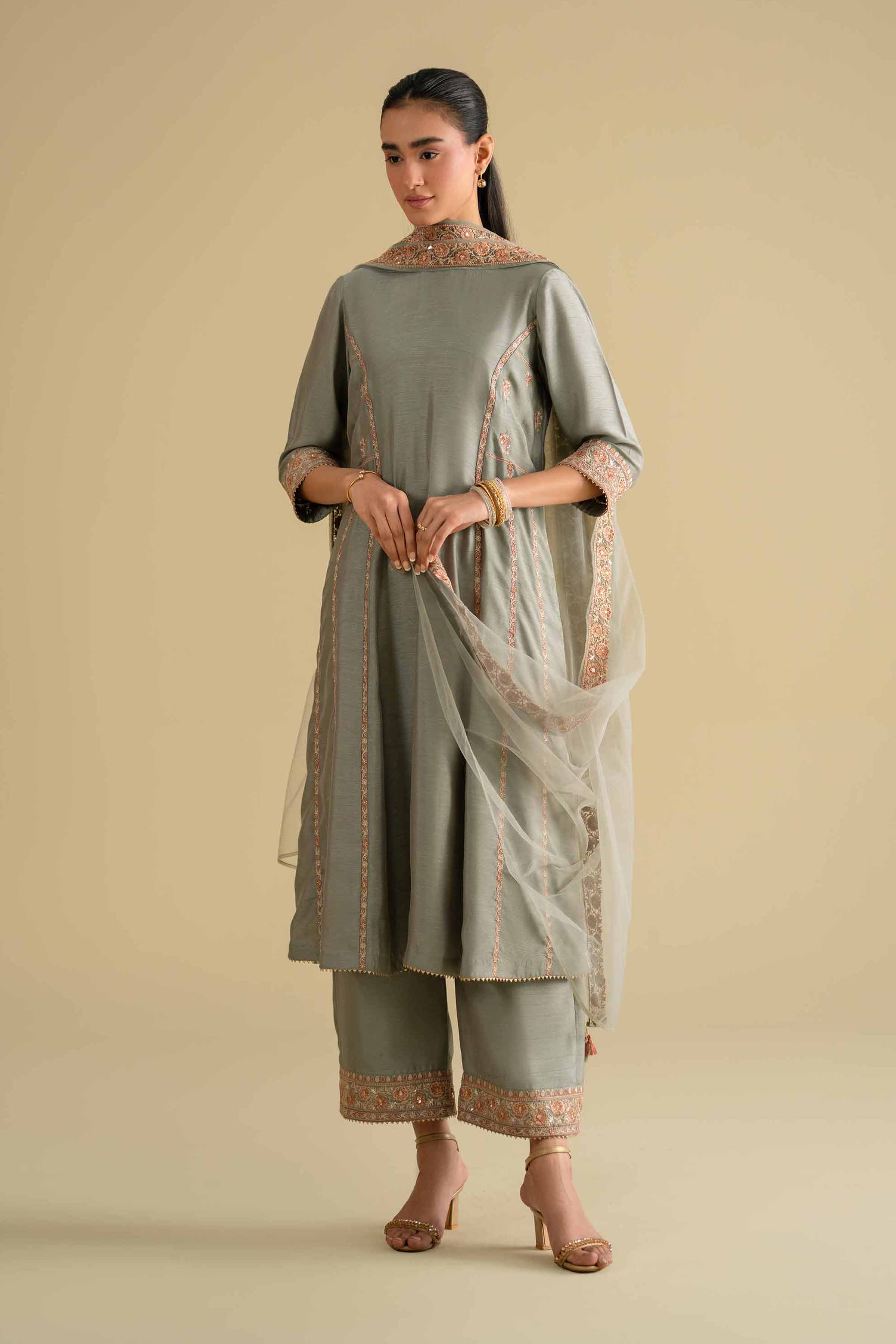 3 Piece - Embroidered Suit - KFE26-233 - Image 4