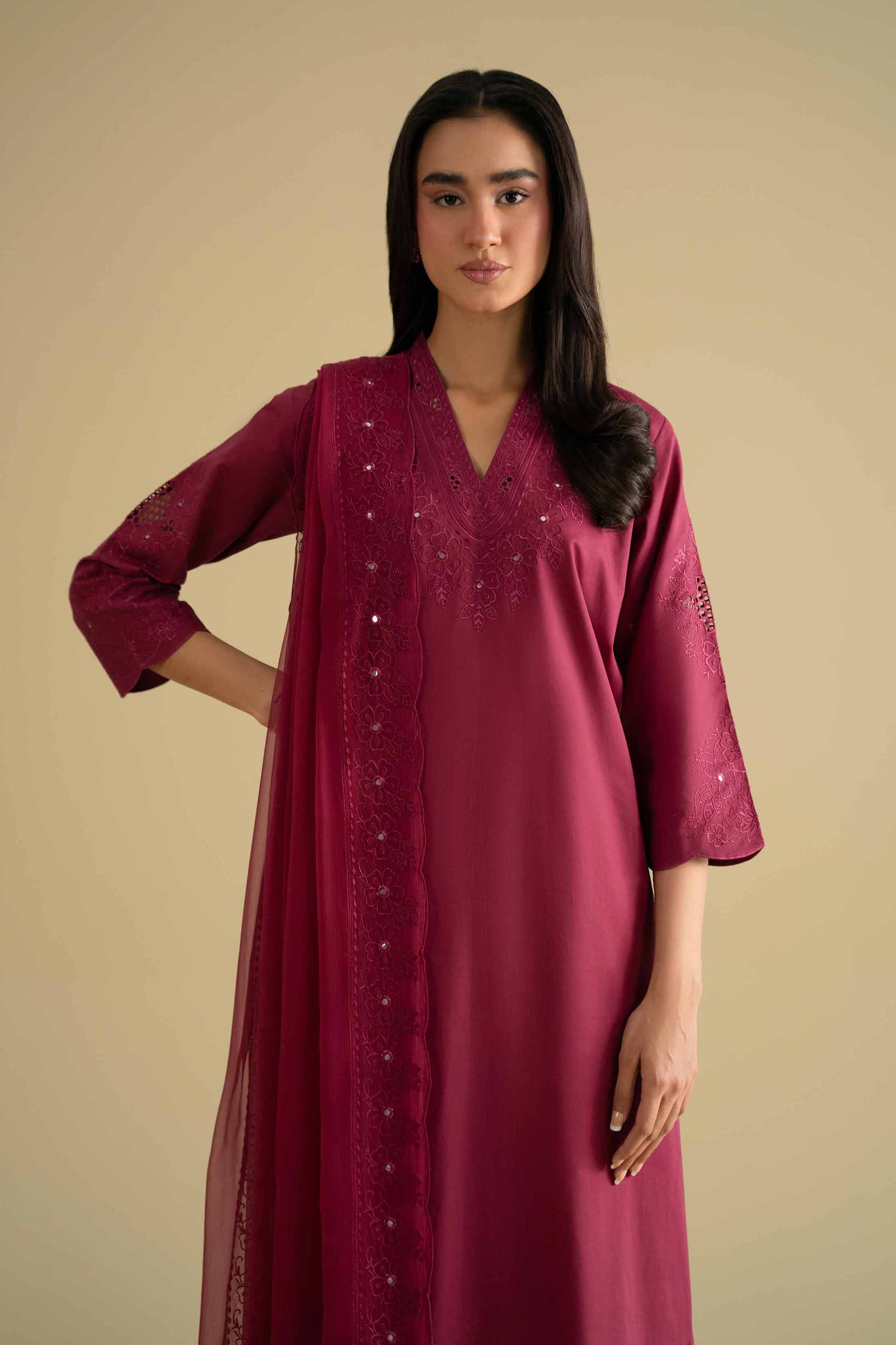 2 Piece - Embroidered Suit - KFE26-24 - Image 2