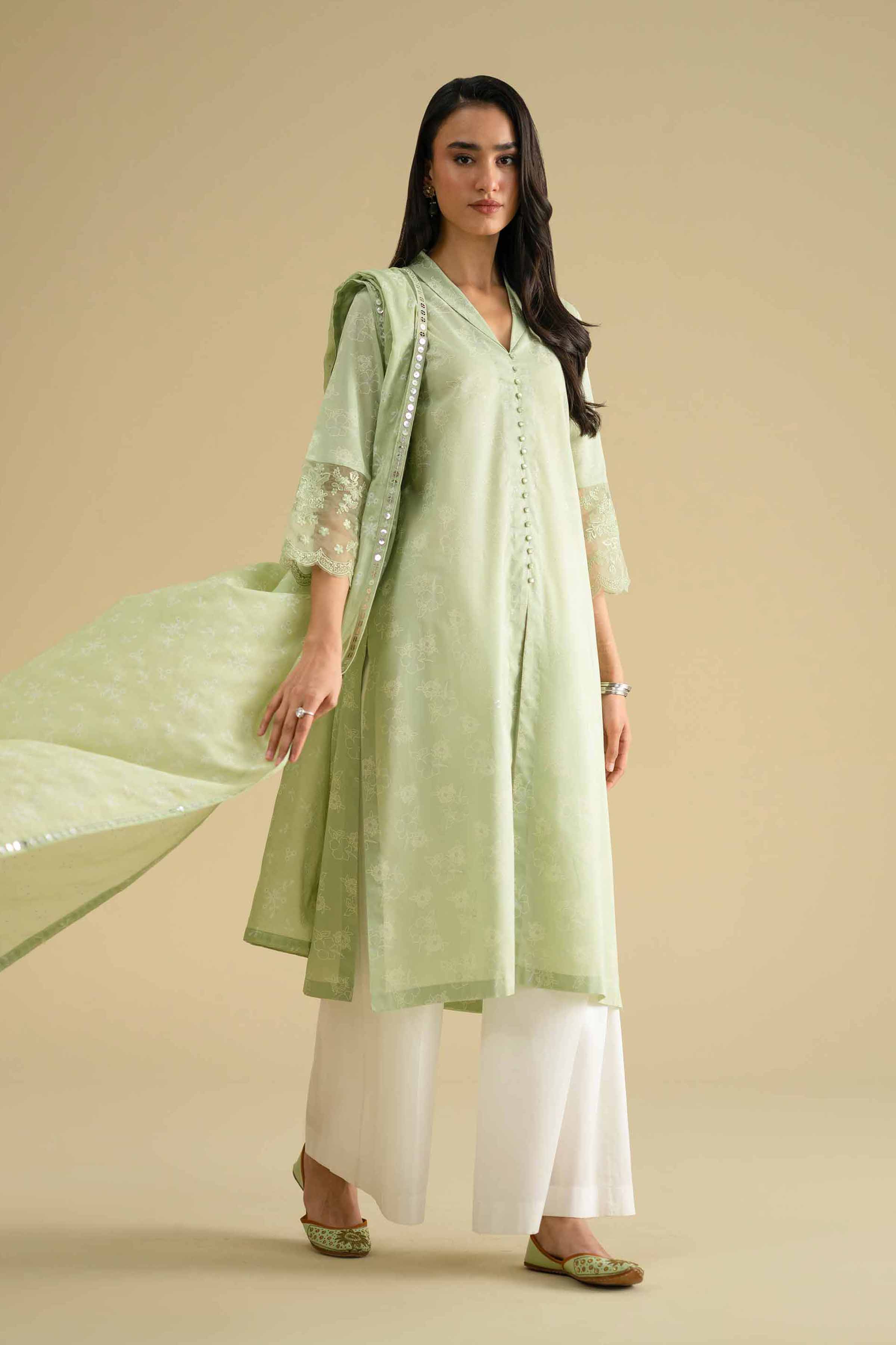 2 Piece - Printed Embroidered Suit - KFE26-31