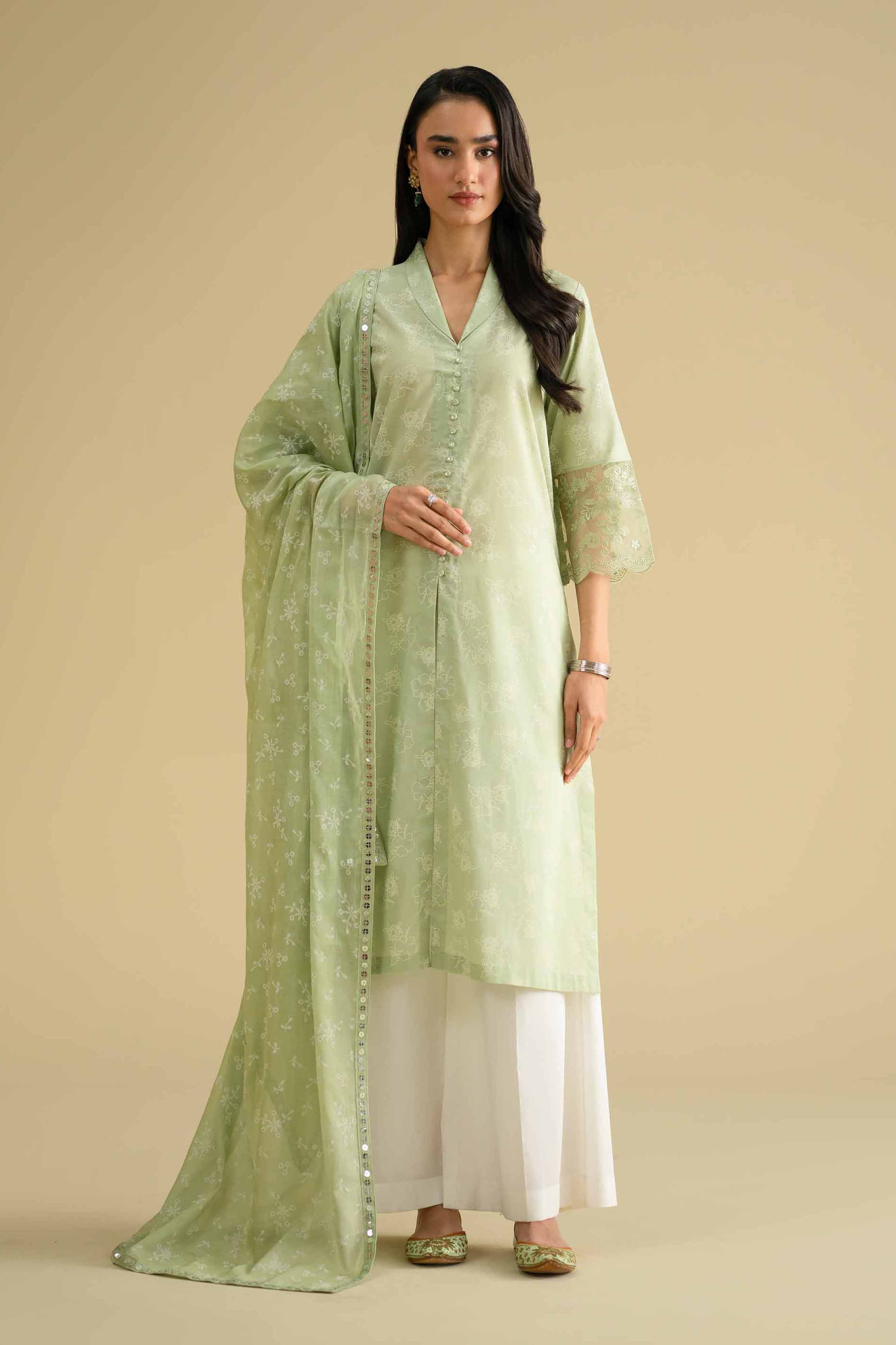 2 Piece - Printed Embroidered Suit - KFE26-31 - Image 3