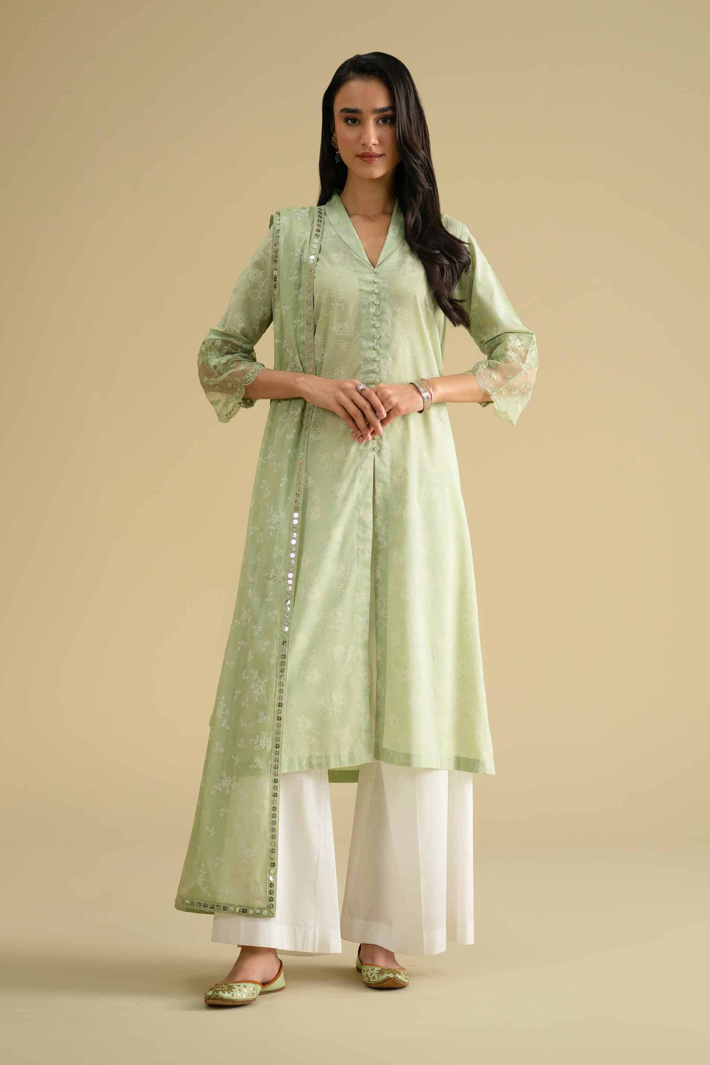 2 Piece - Printed Embroidered Suit - KFE26-31 - Image 7