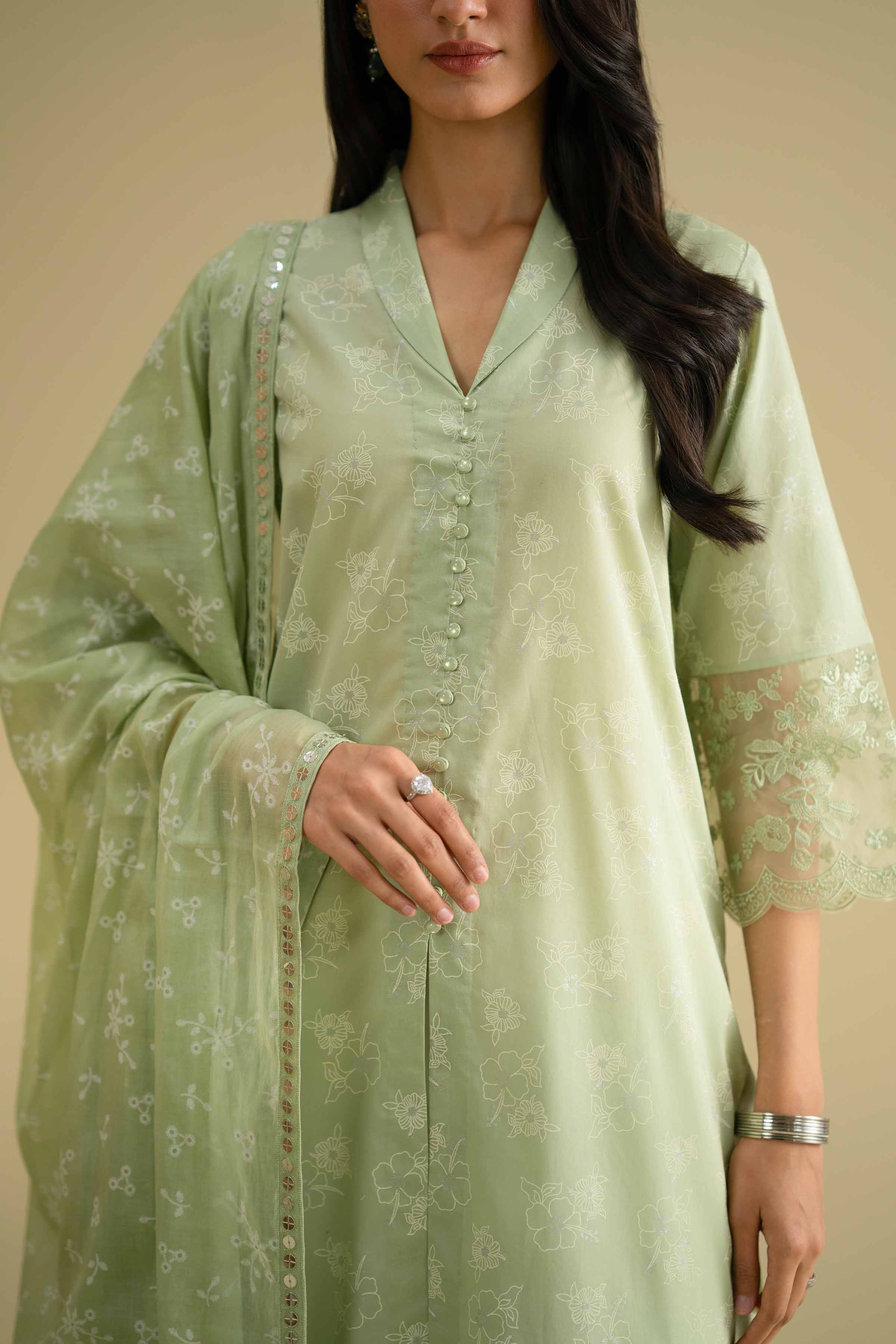 2 Piece - Printed Embroidered Suit - KFE26-31 - Image 8