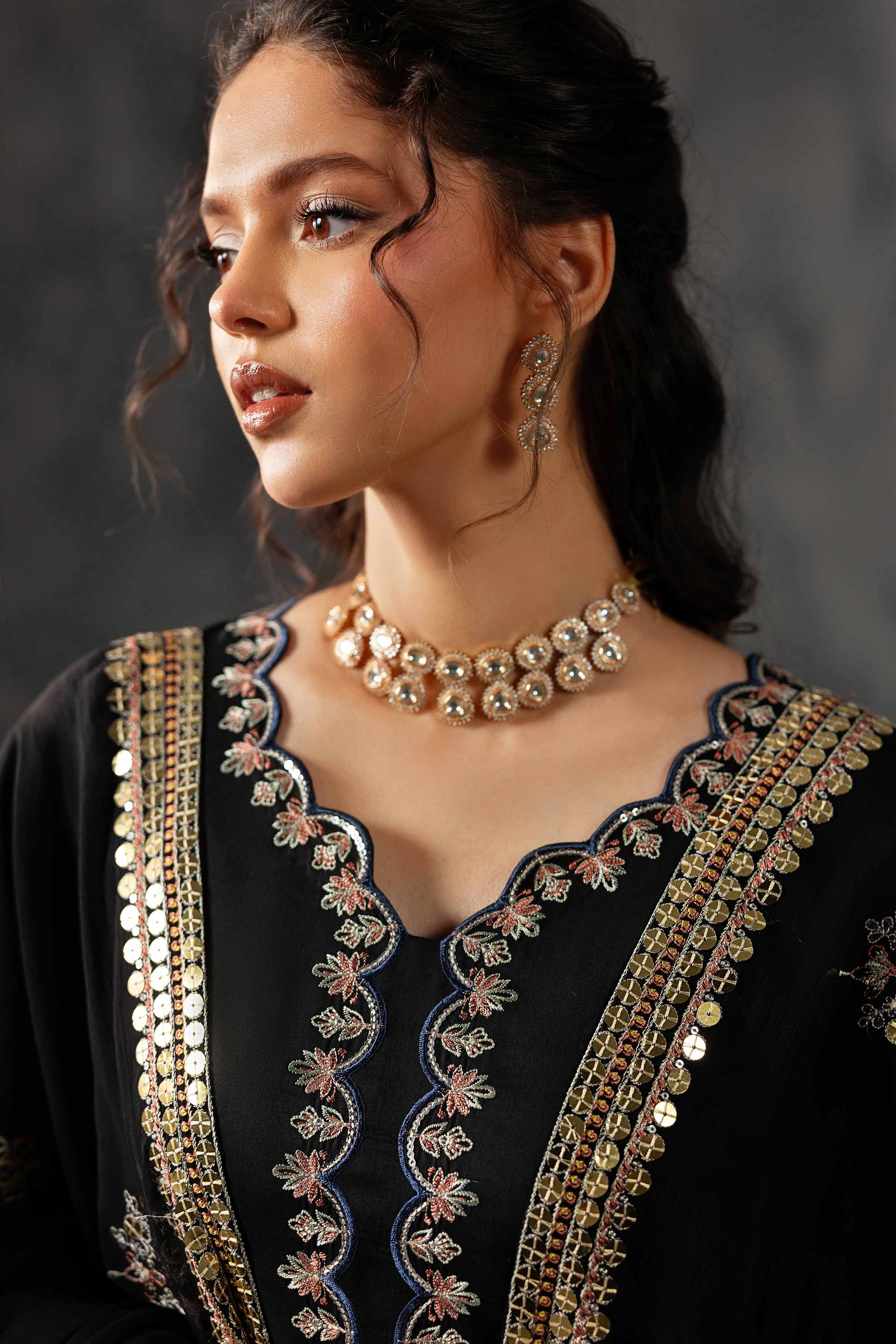 3 Piece - Embroidered Suit - KFE26-35 - Image 8