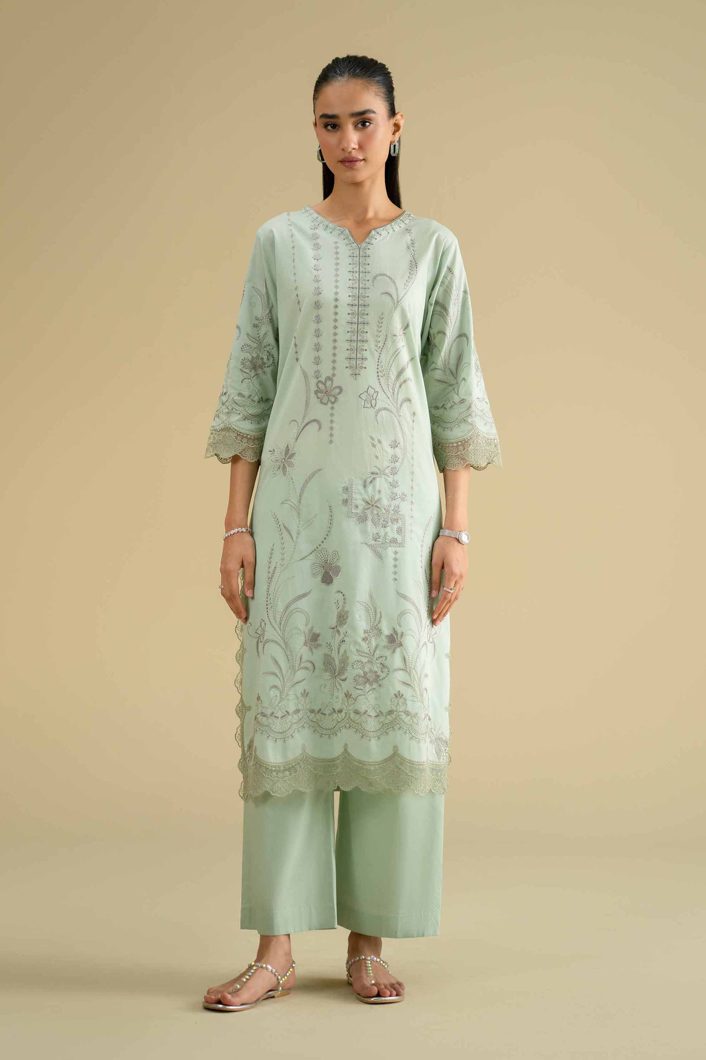 2 Piece - Embroidered Suit - KFE26-47 - Image 5