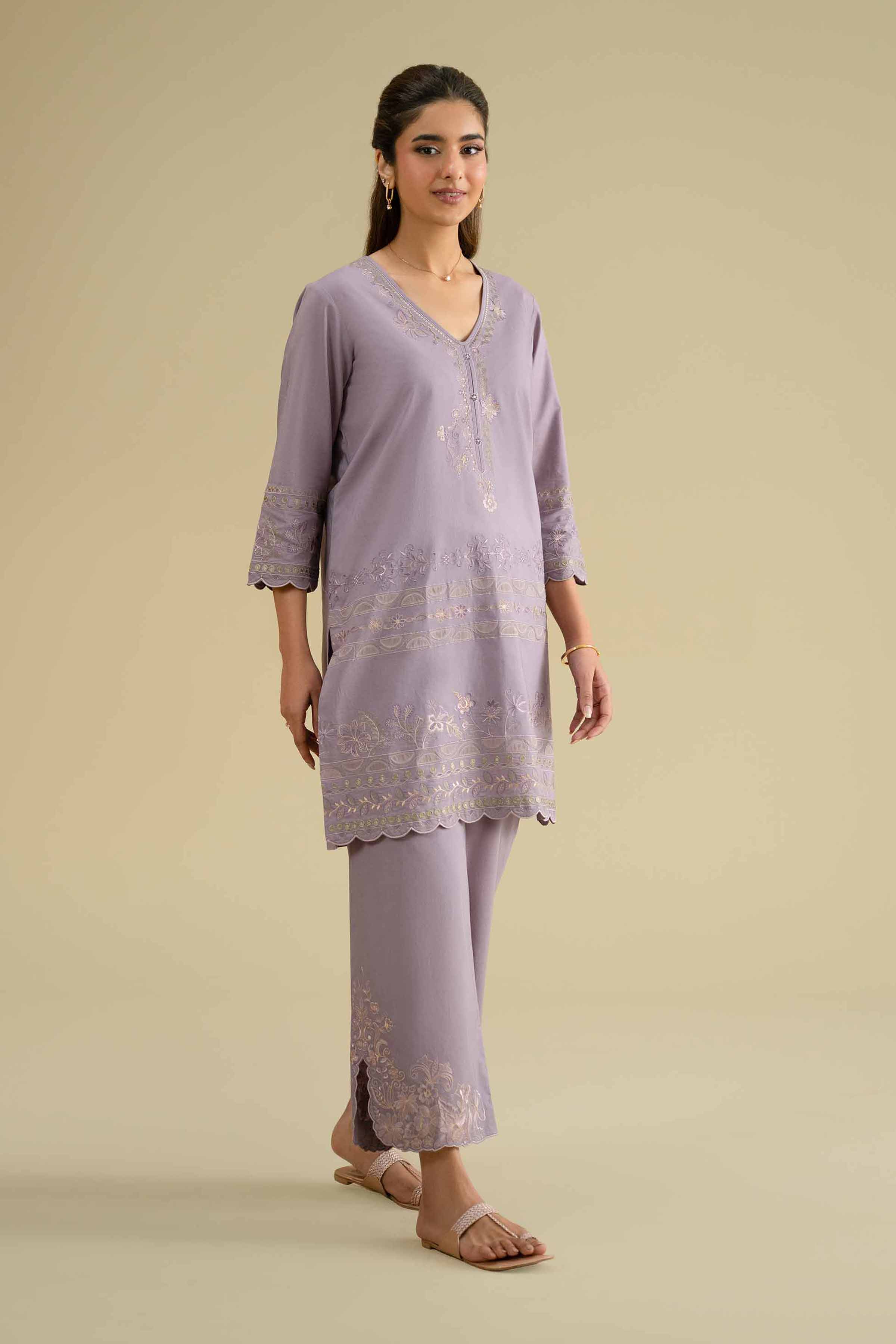 2 Piece - Embroidered Suit - KFE26-52 - Image 5