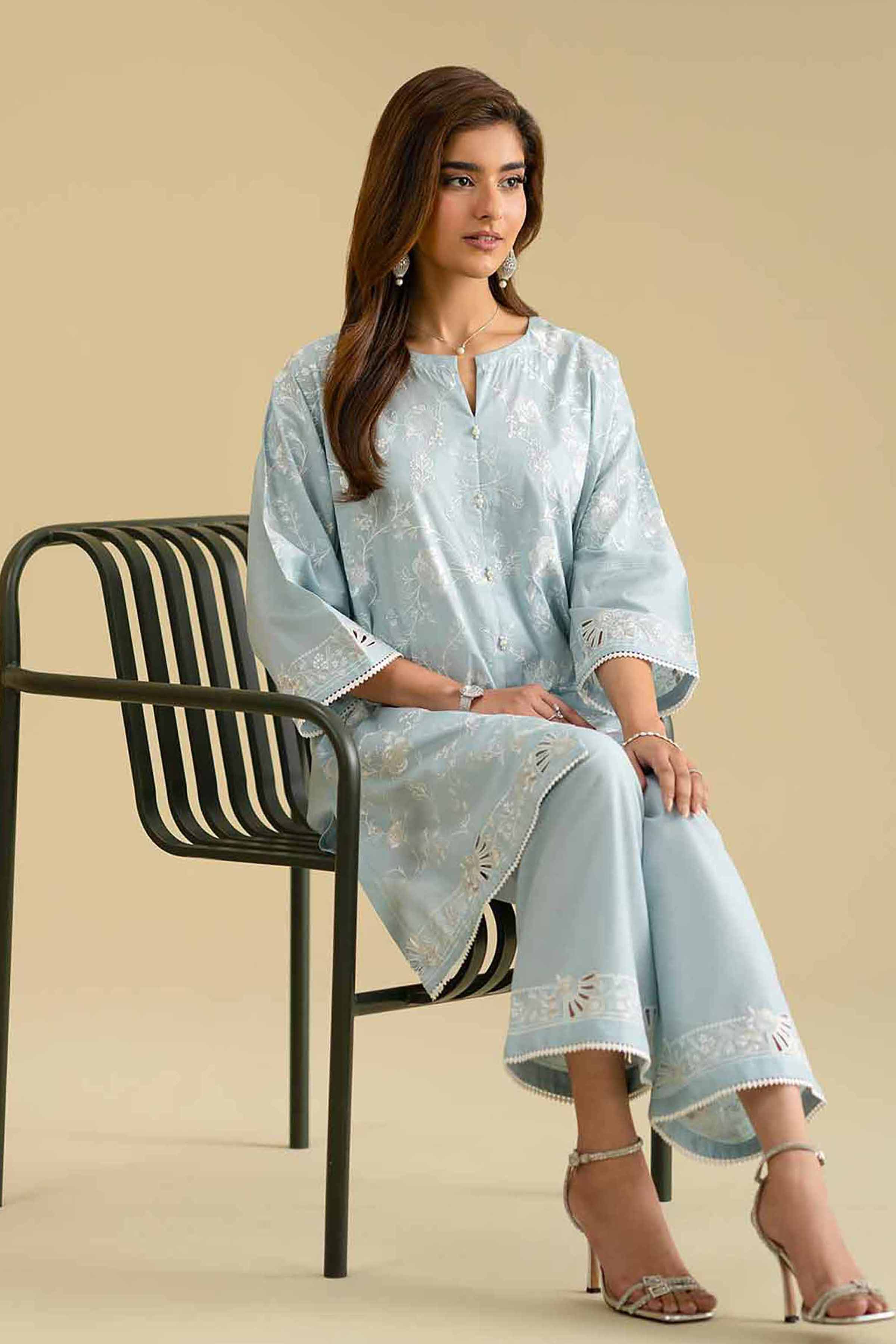 2 Piece - Embroidered Suit - KFE26-57 - Image 5