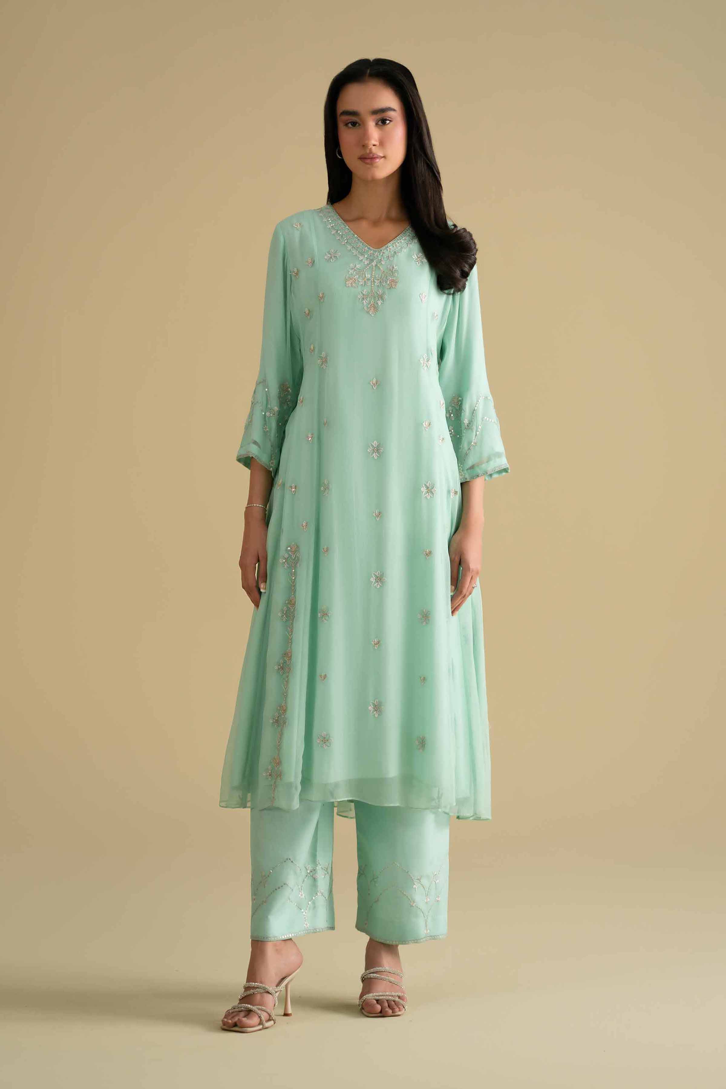 2 Piece - Embroidered Suit - KFE26-61 - Image 3