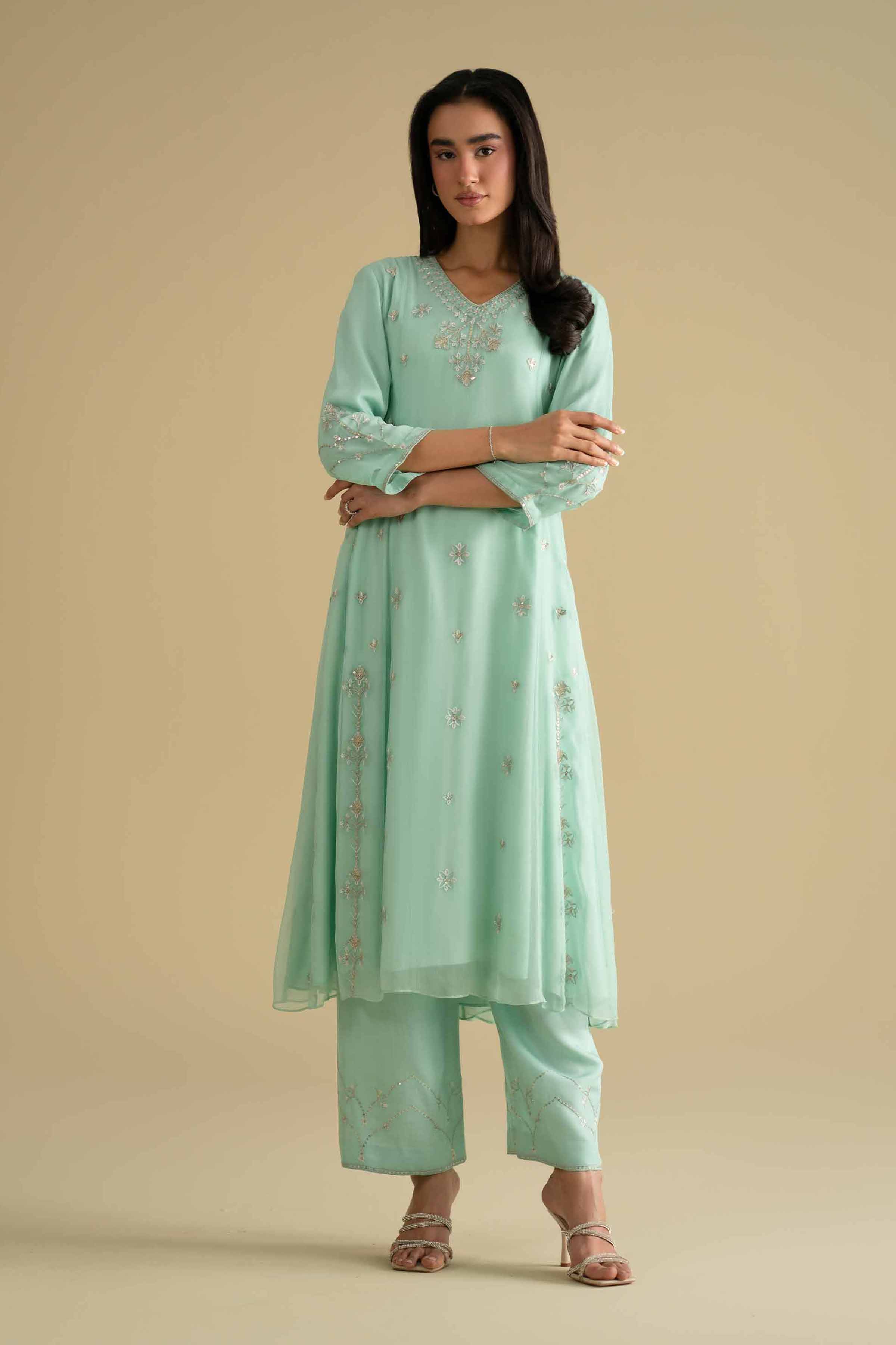2 Piece - Embroidered Suit - KFE26-61 - Image 5
