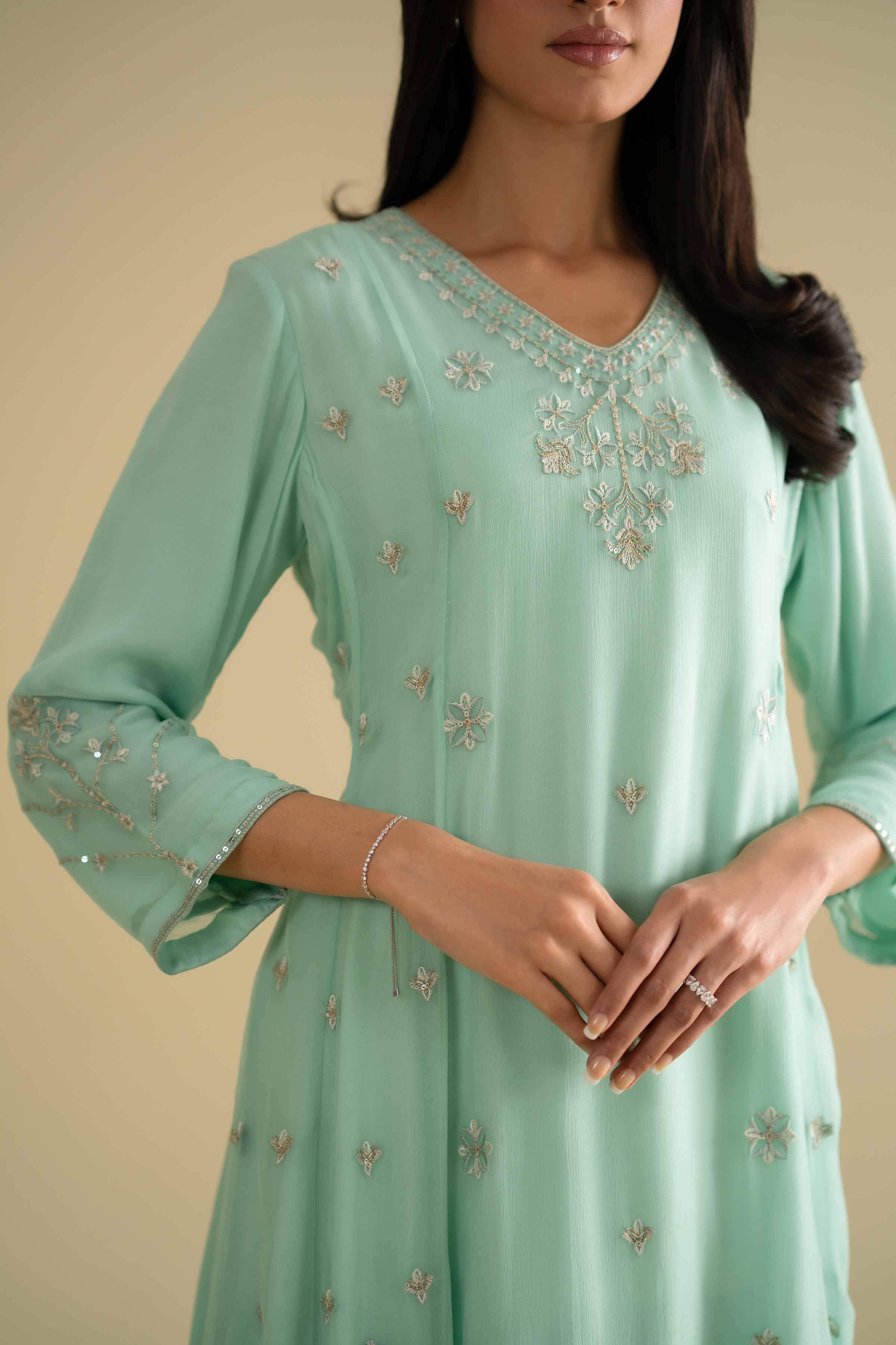 2 Piece - Embroidered Suit - KFE26-61 - Image 7