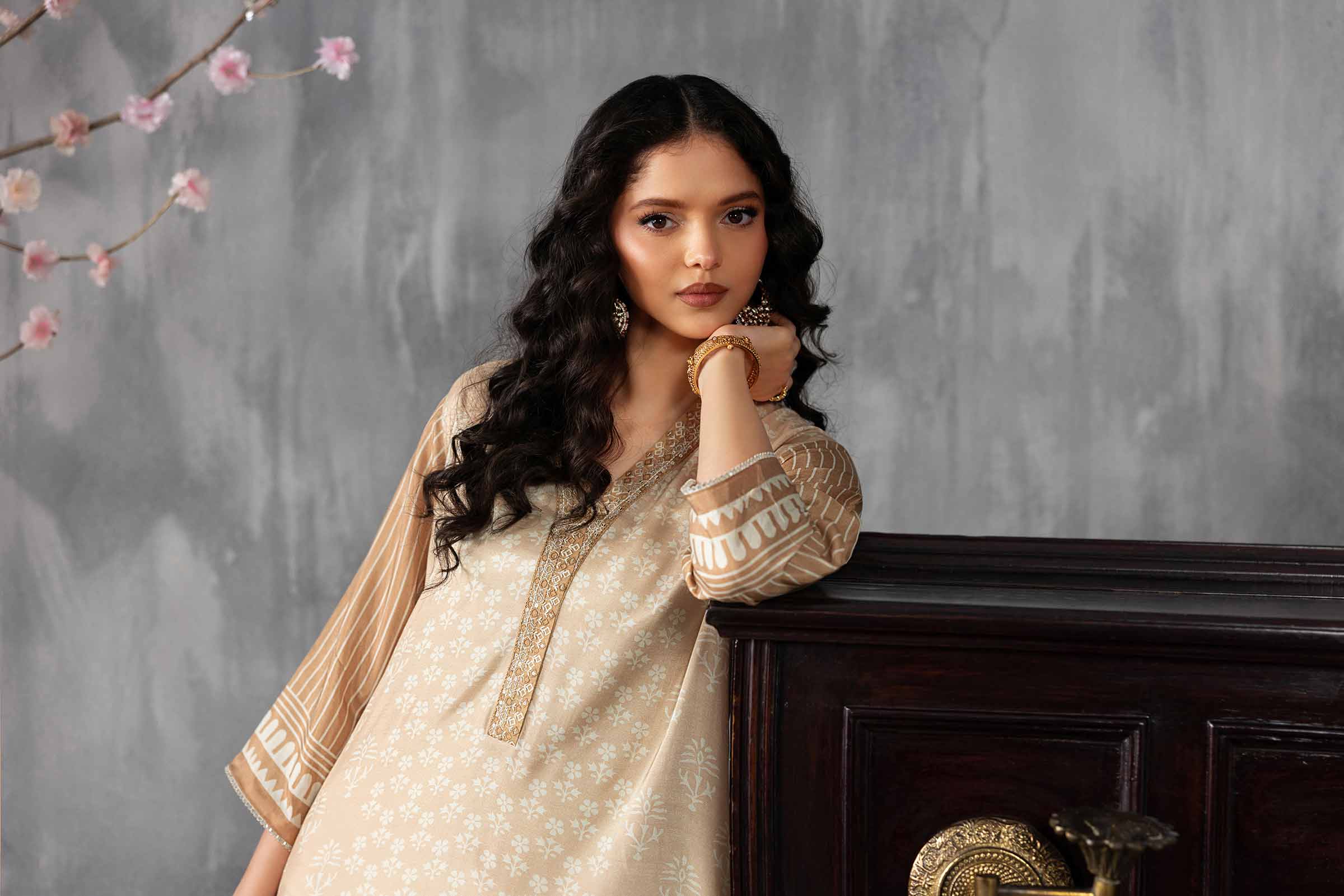 2 Piece - Printed Embroidered Suit - KFE26-62 - Image 10