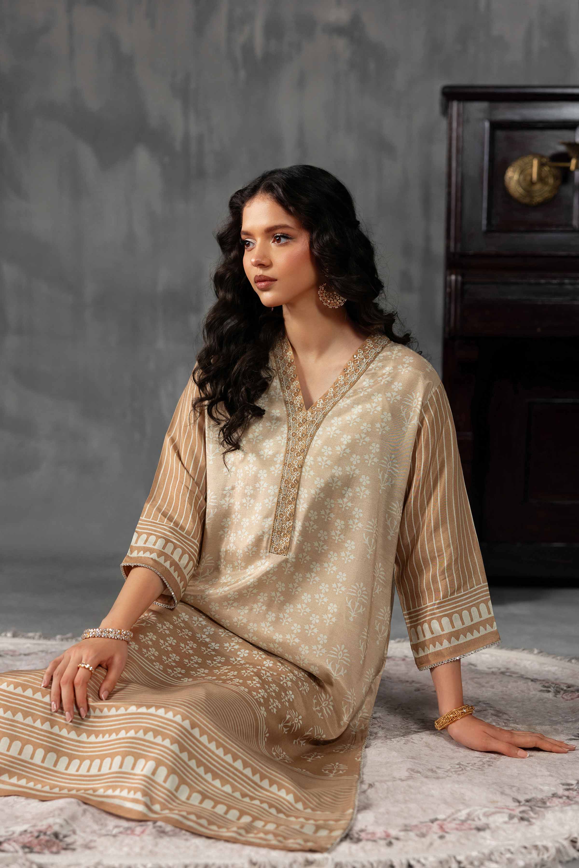 2 Piece - Printed Embroidered Suit - KFE26-62 - Image 3
