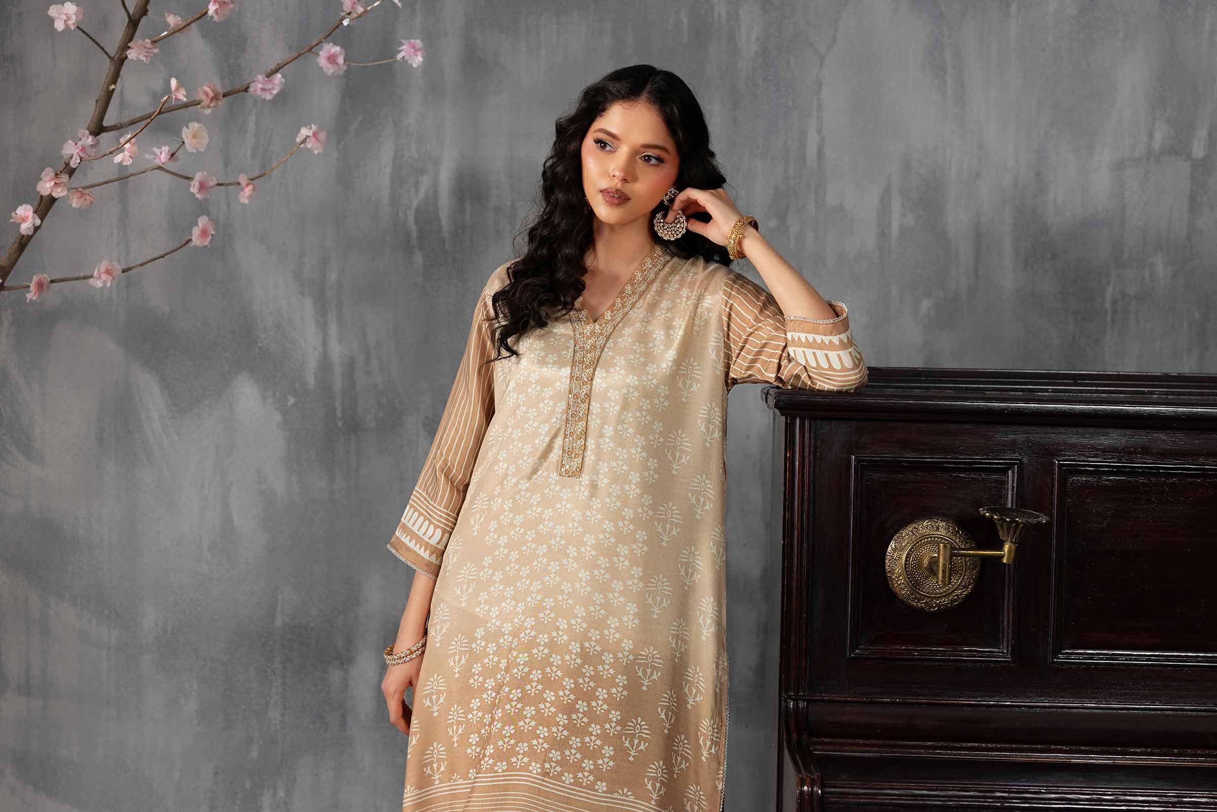 2 Piece - Printed Embroidered Suit - KFE26-62 - Image 9