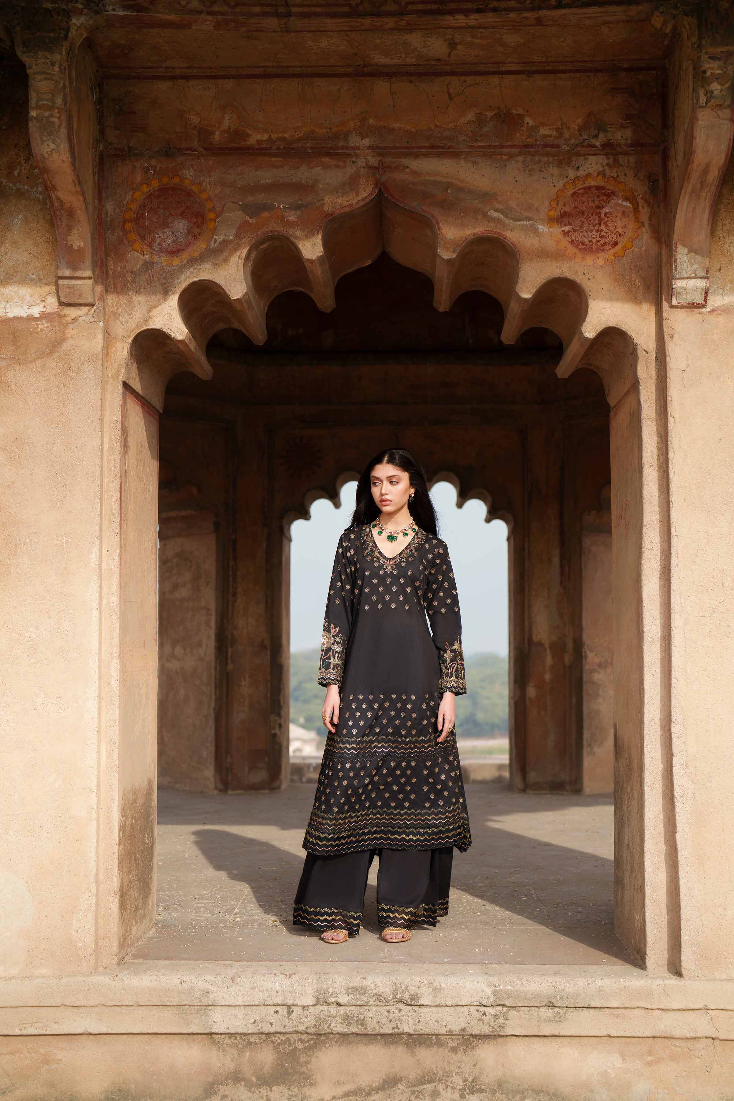 2 Piece - Embroidered Suit - KFE26-67 - Image 4