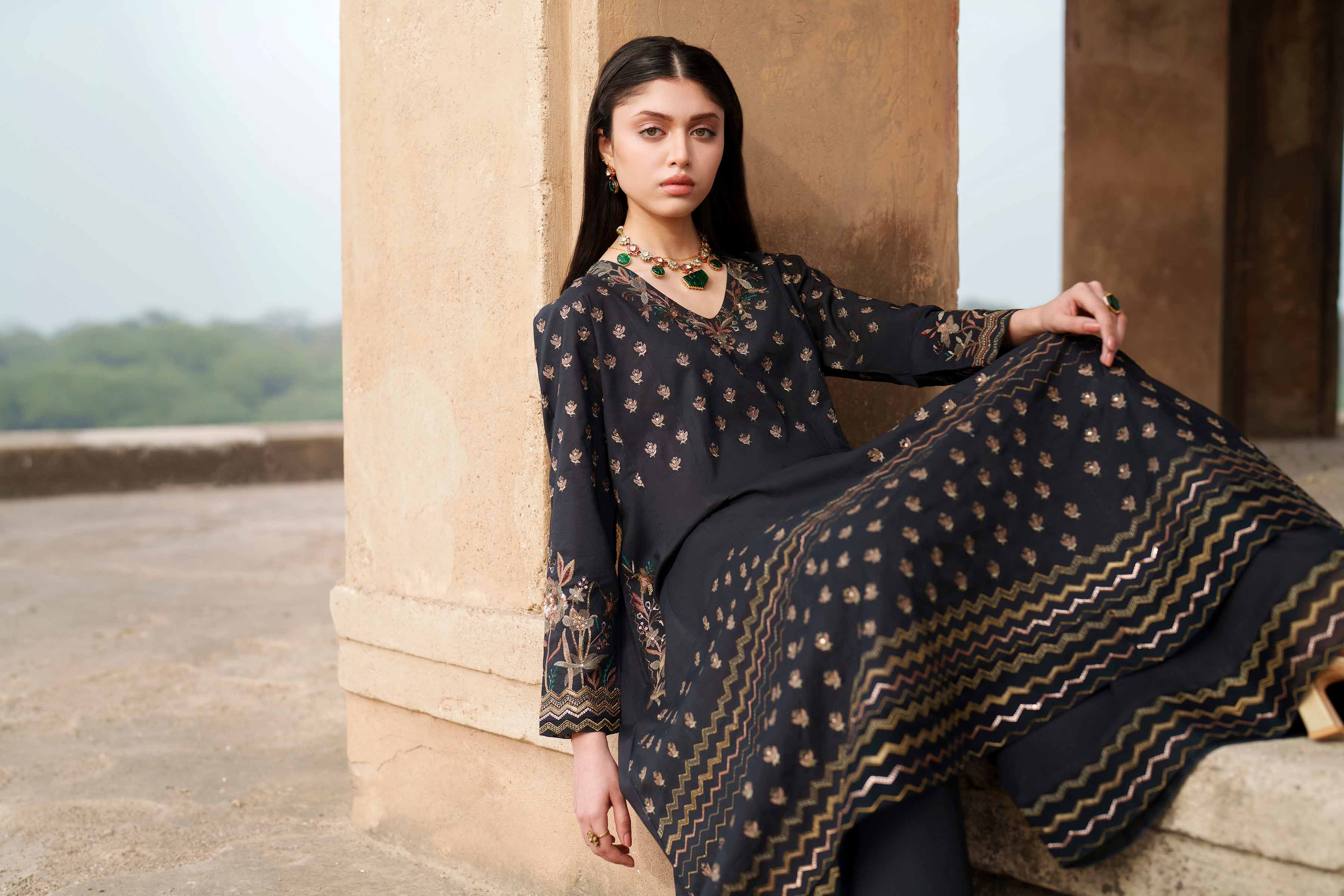2 Piece - Embroidered Suit - KFE26-67 - Image 7