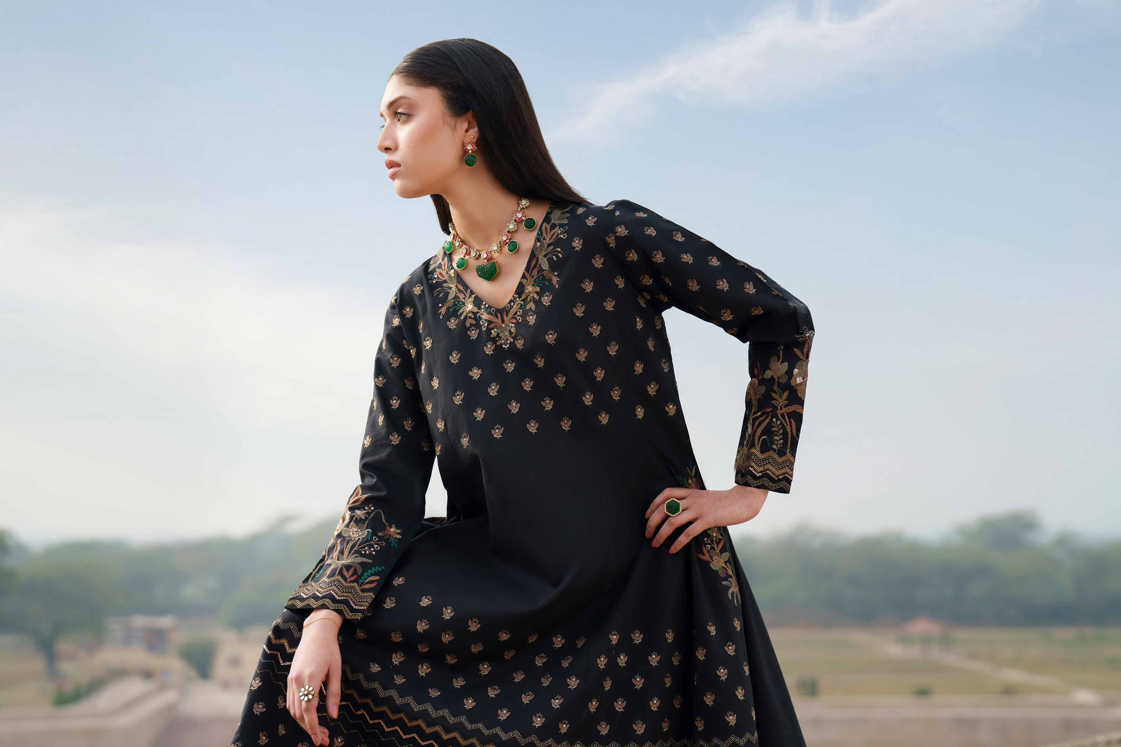 2 Piece - Embroidered Suit - KFE26-67 - Image 9
