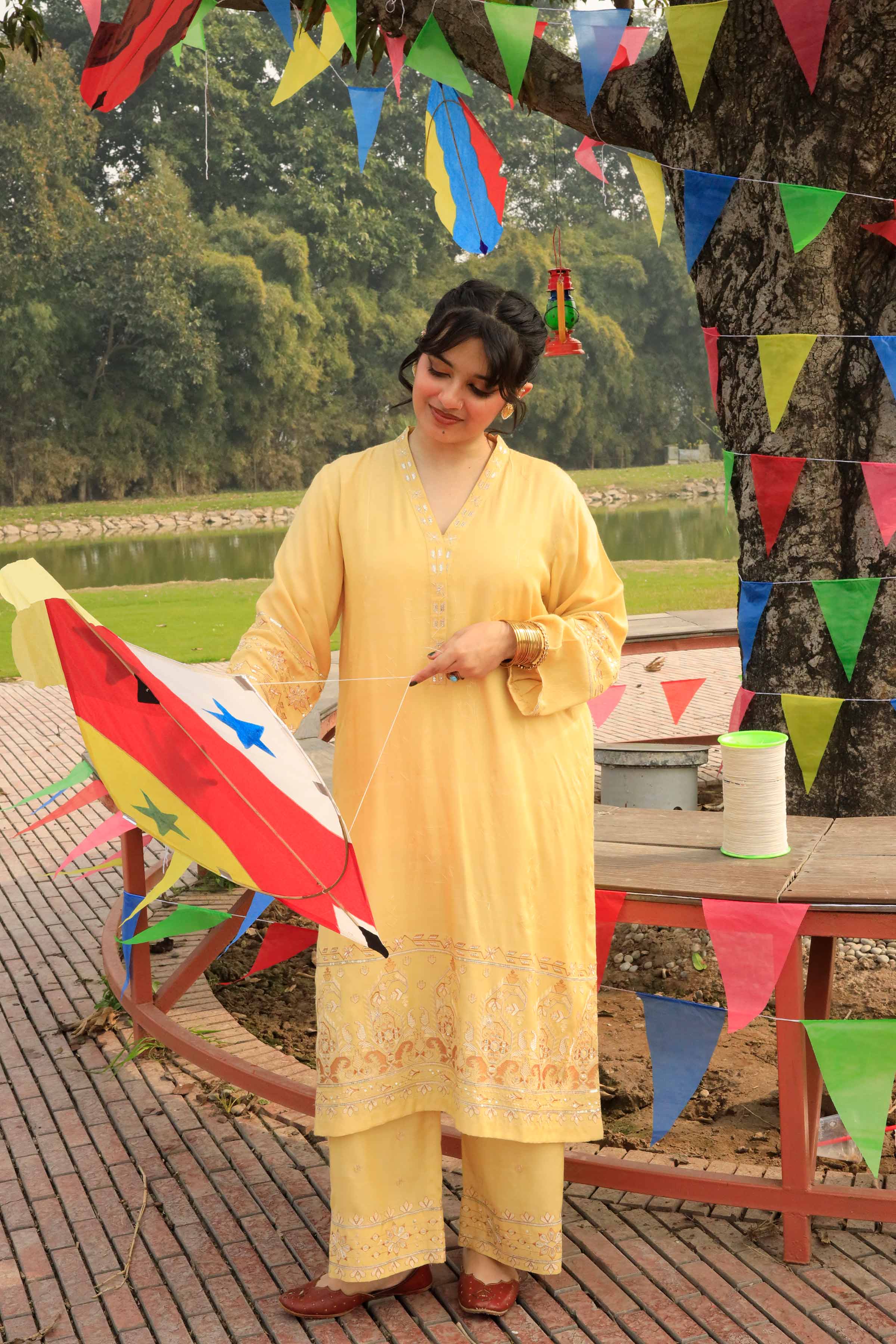 2 Piece - Embroidered Suit - KFE26-68 - Image 9
