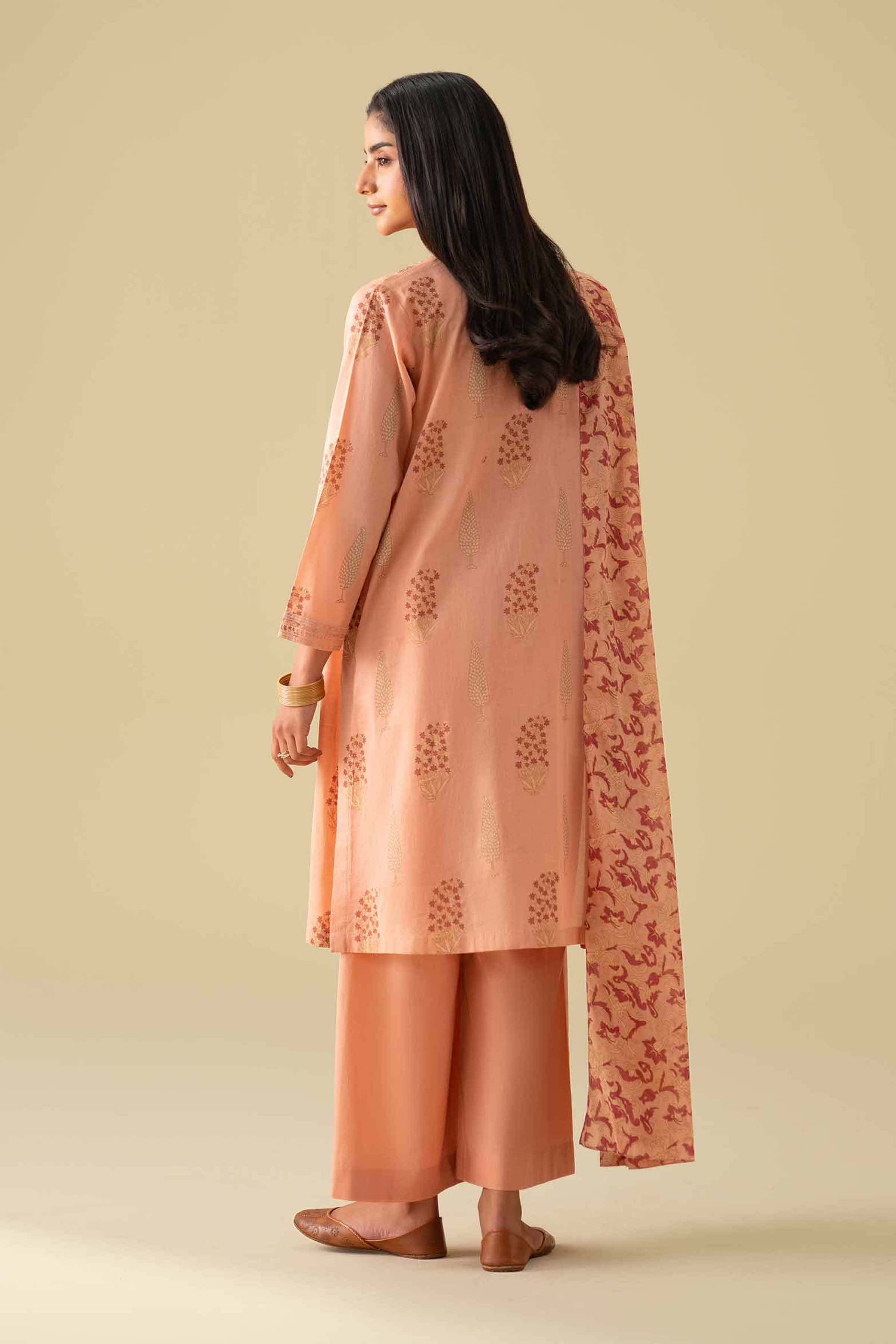 3 Piece - Printed Embroidered Suit - KFE26-77 - Image 3