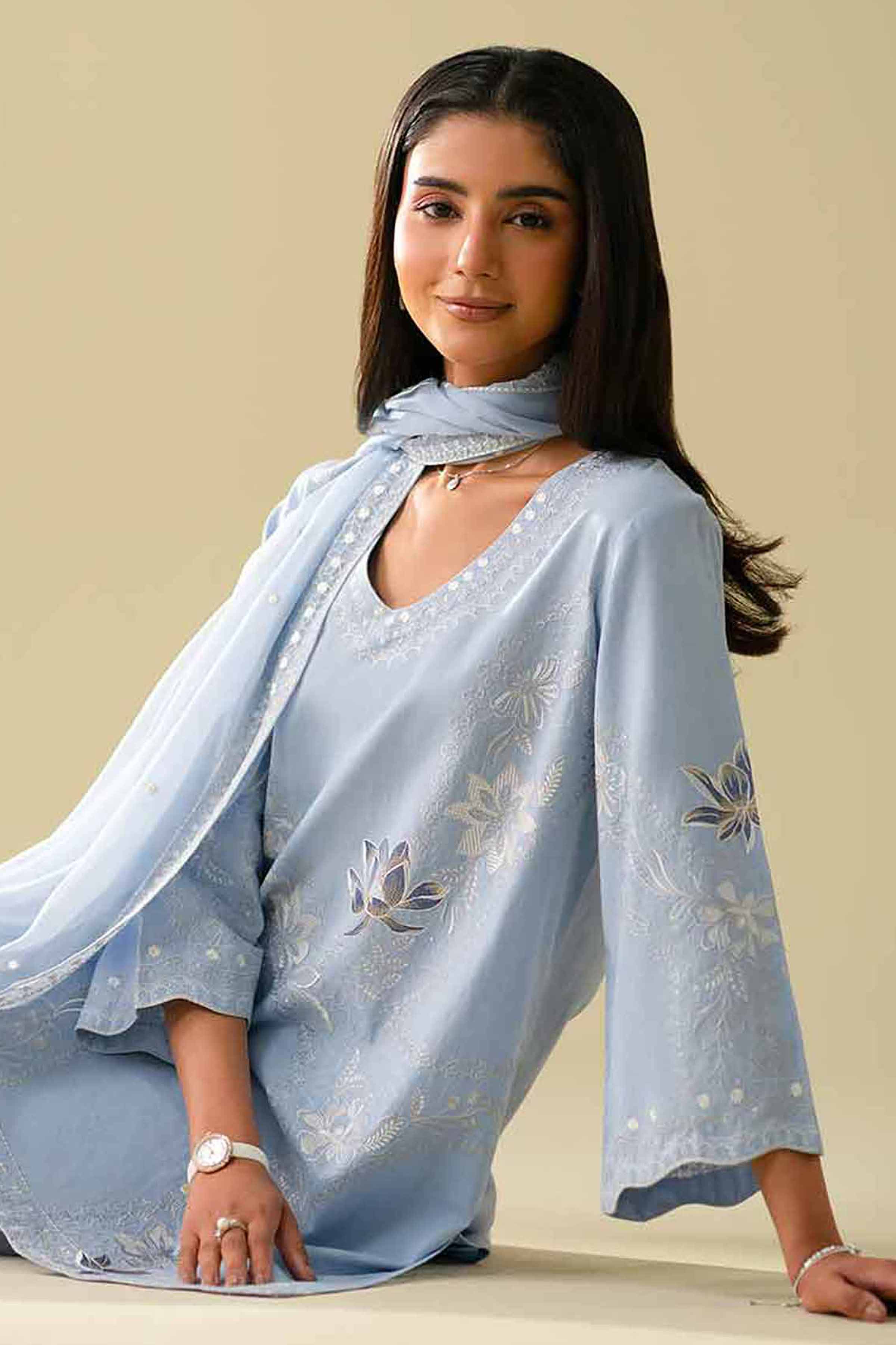3 Piece - Embroidered Suit - KFE26-85 - Image 2