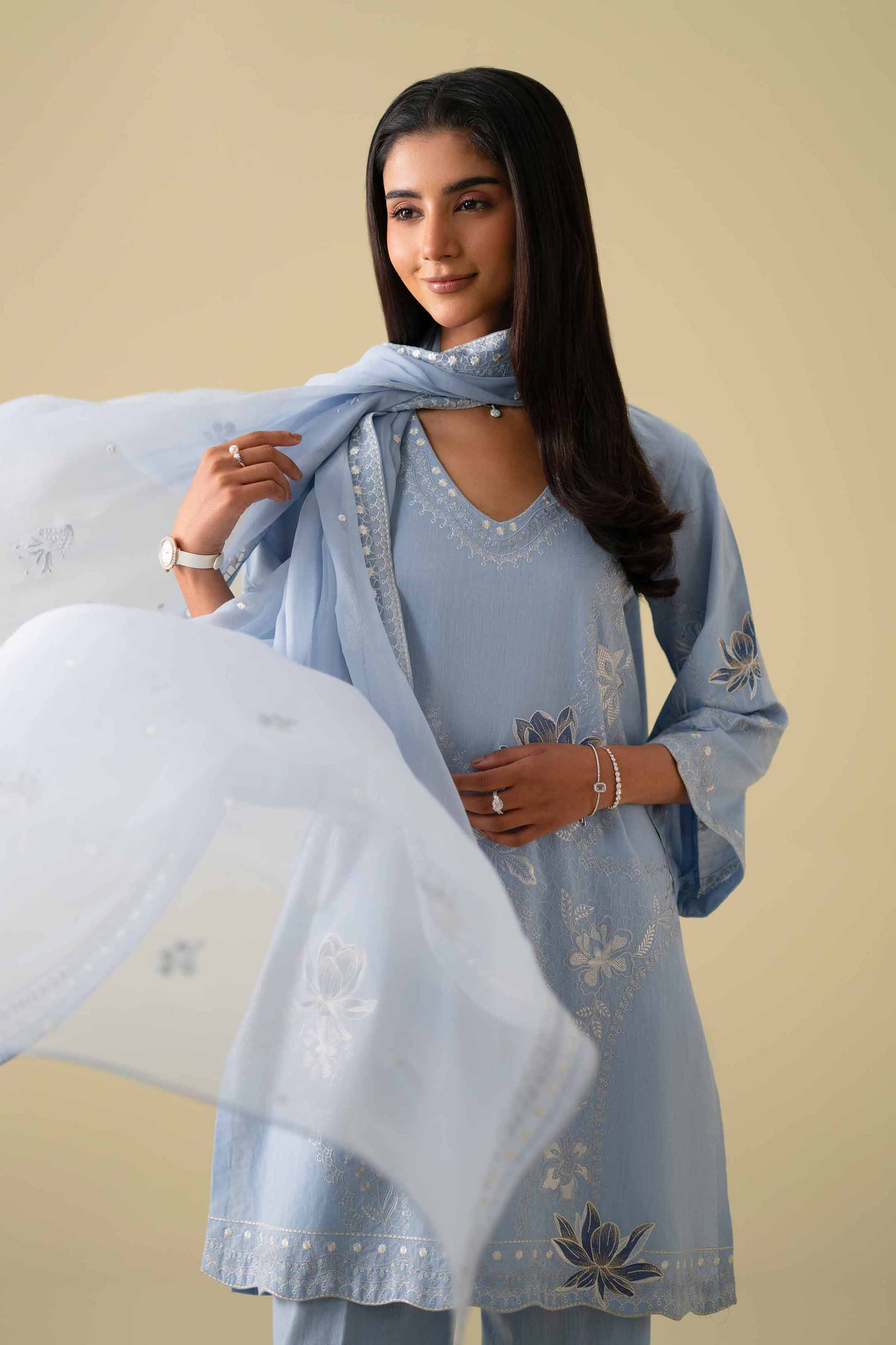 3 Piece - Embroidered Suit - KFE26-85 - Image 5