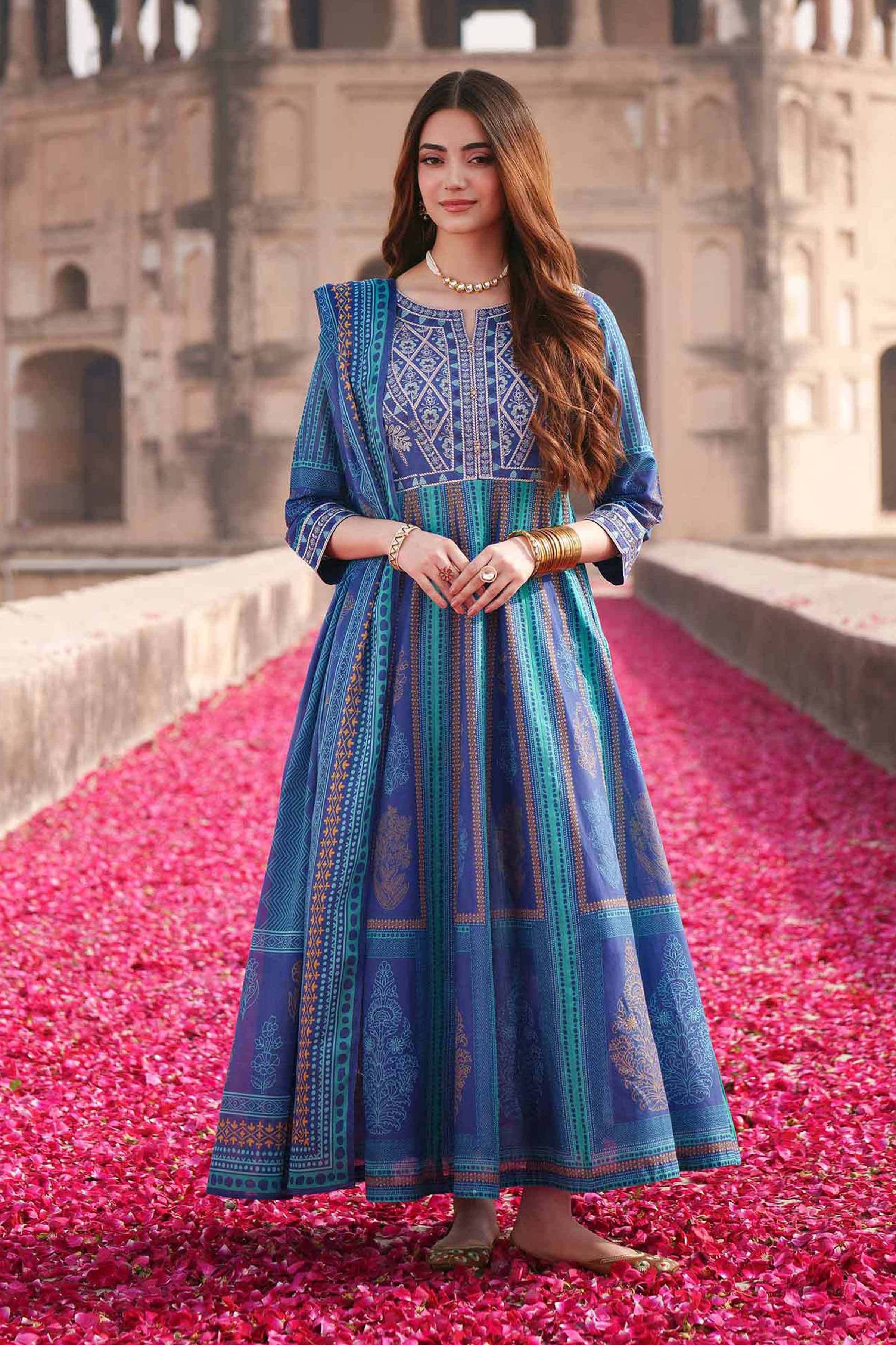 3 Piece - Printed Embroidered Suit - KFE26-87