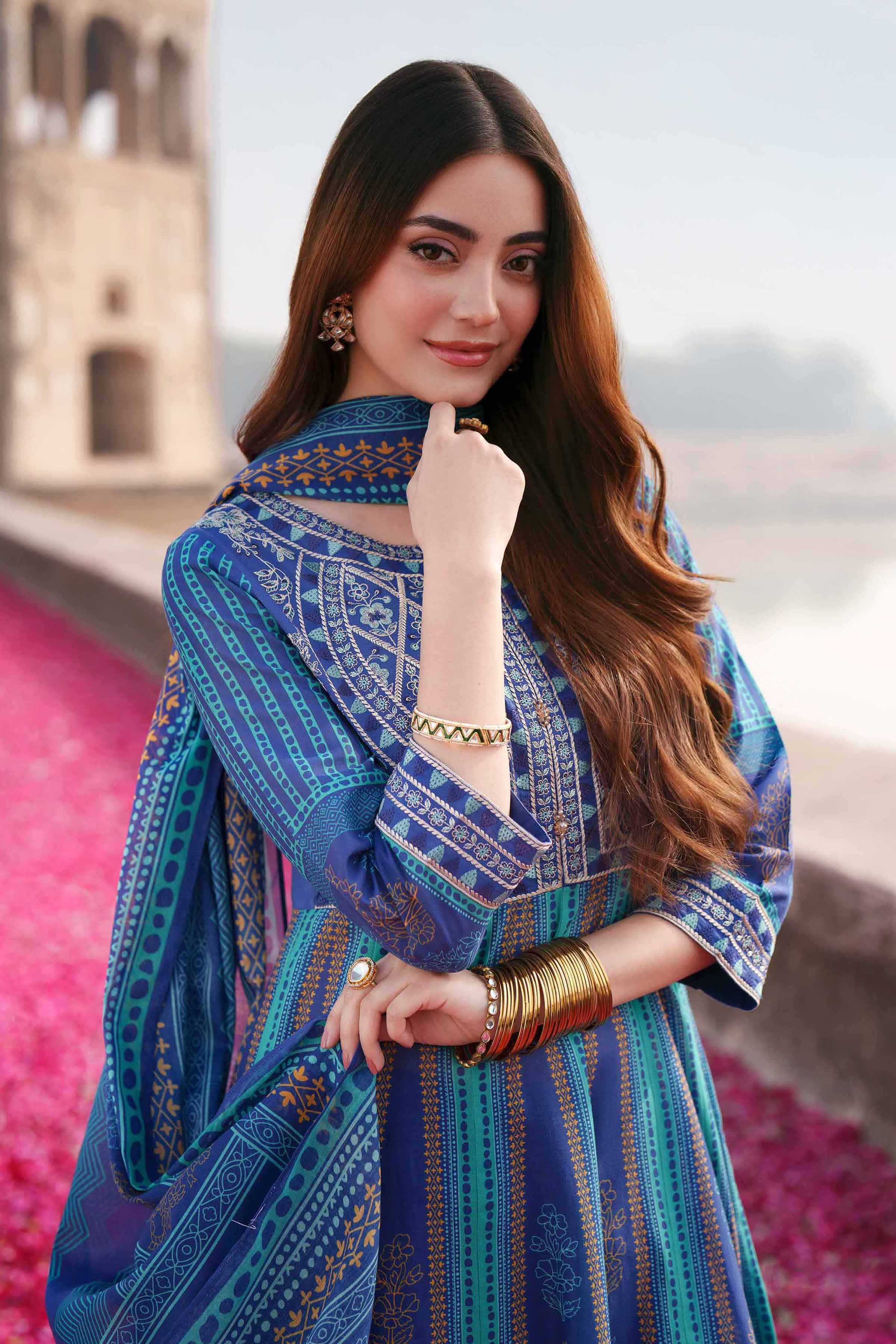 3 Piece - Printed Embroidered Suit - KFE26-87 - Image 2