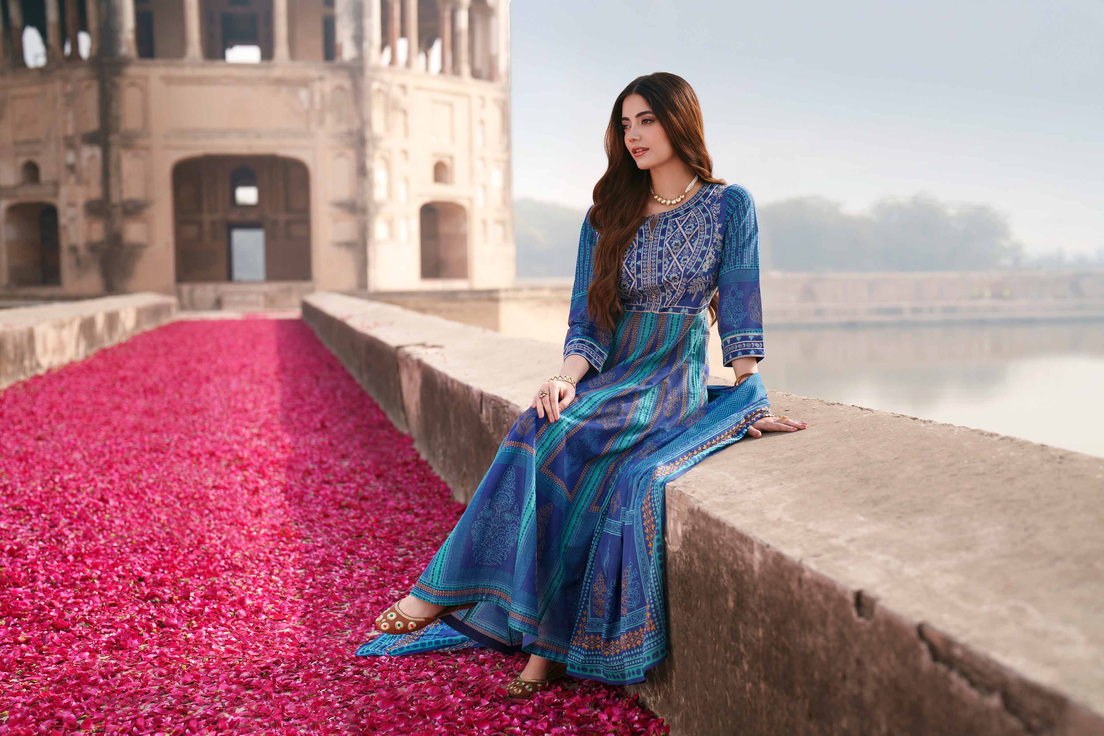 3 Piece - Printed Embroidered Suit - KFE26-87 - Image 6