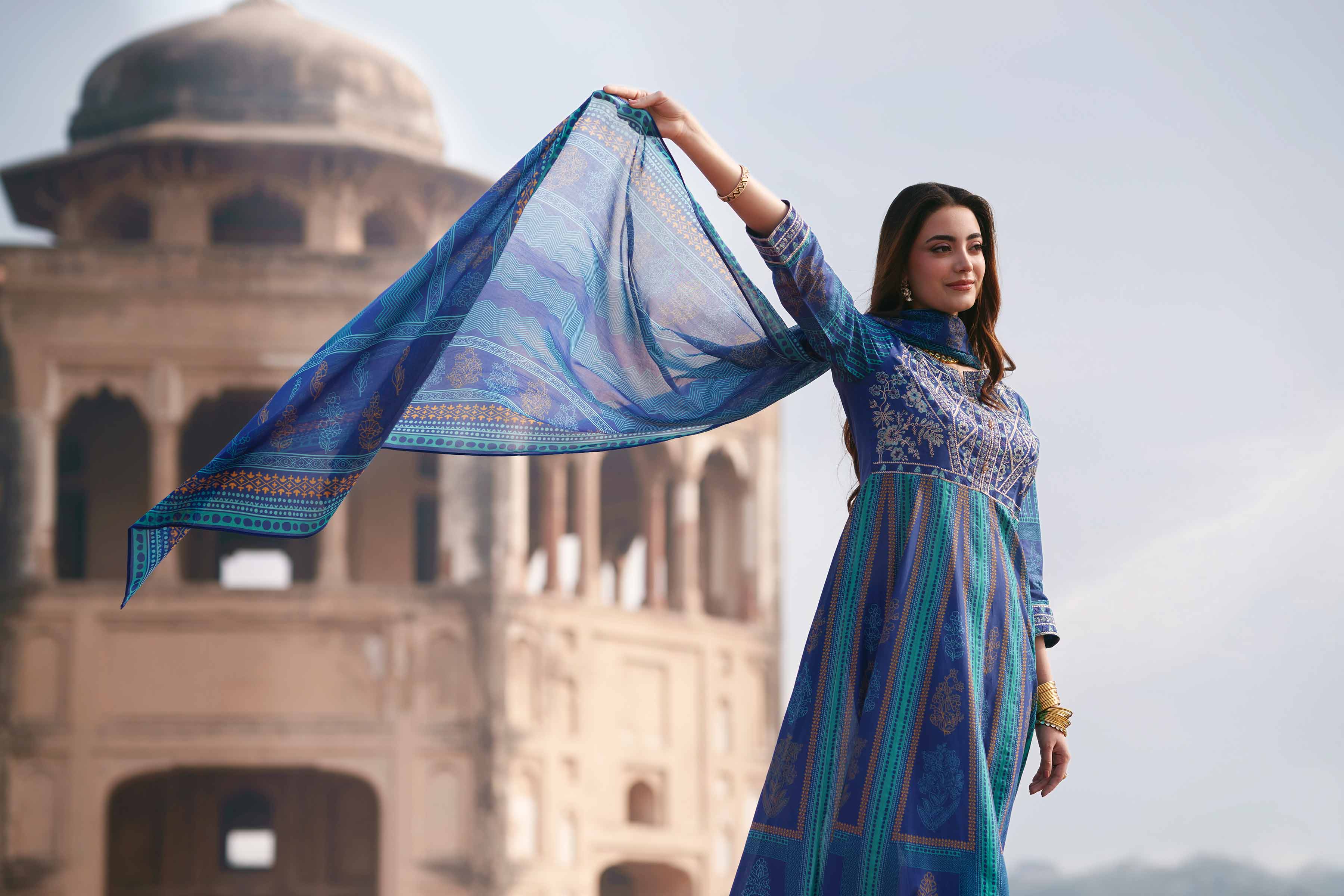 3 Piece - Printed Embroidered Suit - KFE26-87 - Image 8