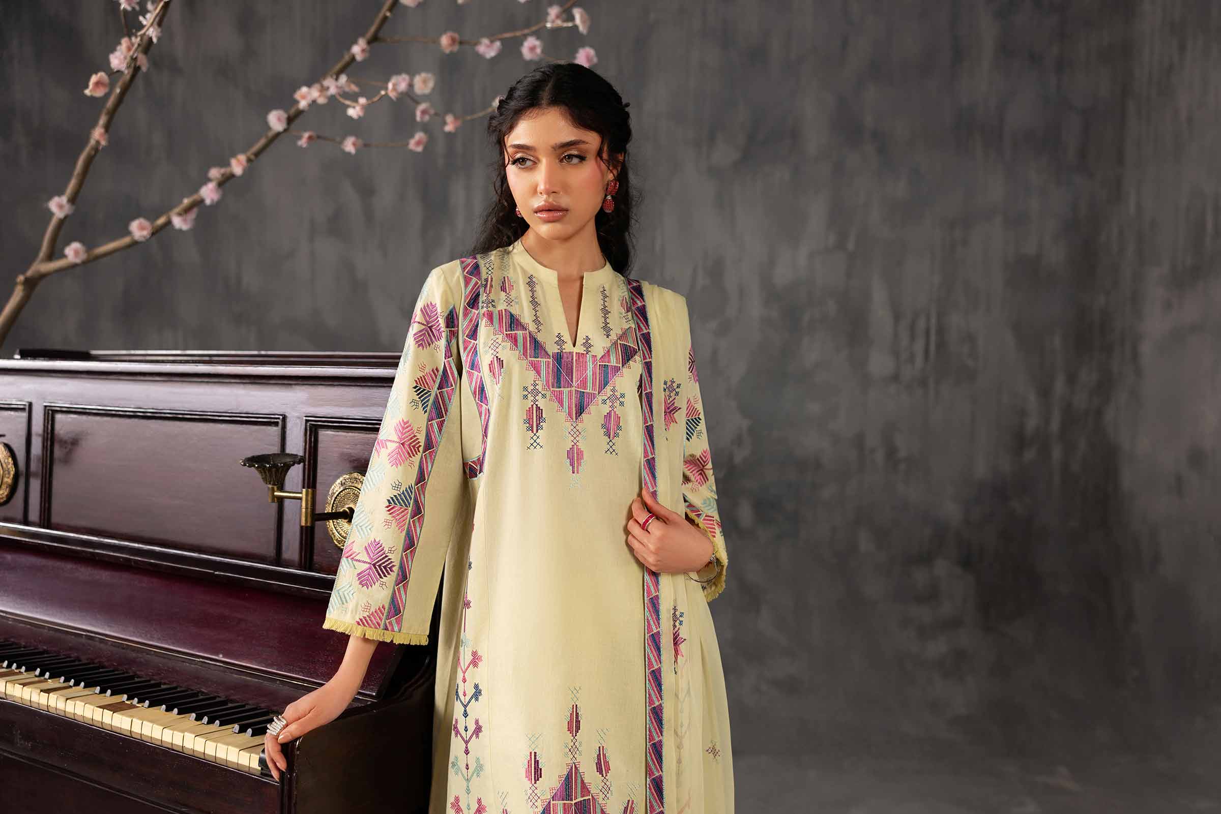 3 Piece - Embroidered Suit - KFE26-94 - Image 13