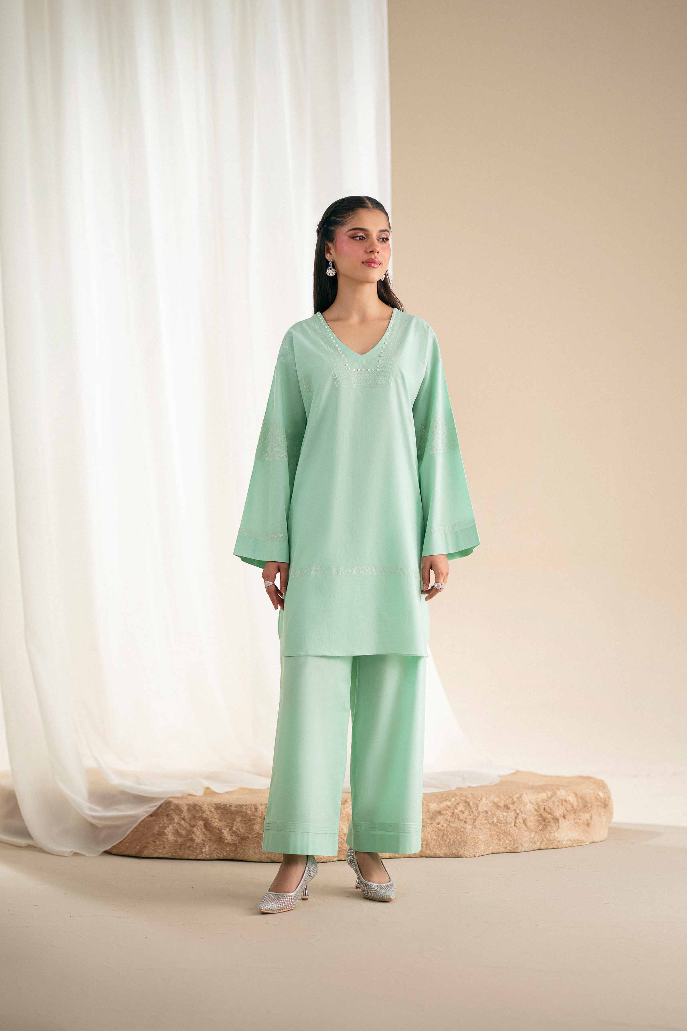 2 Piece - Embroidered Suit - KFS25-110 - Image 4