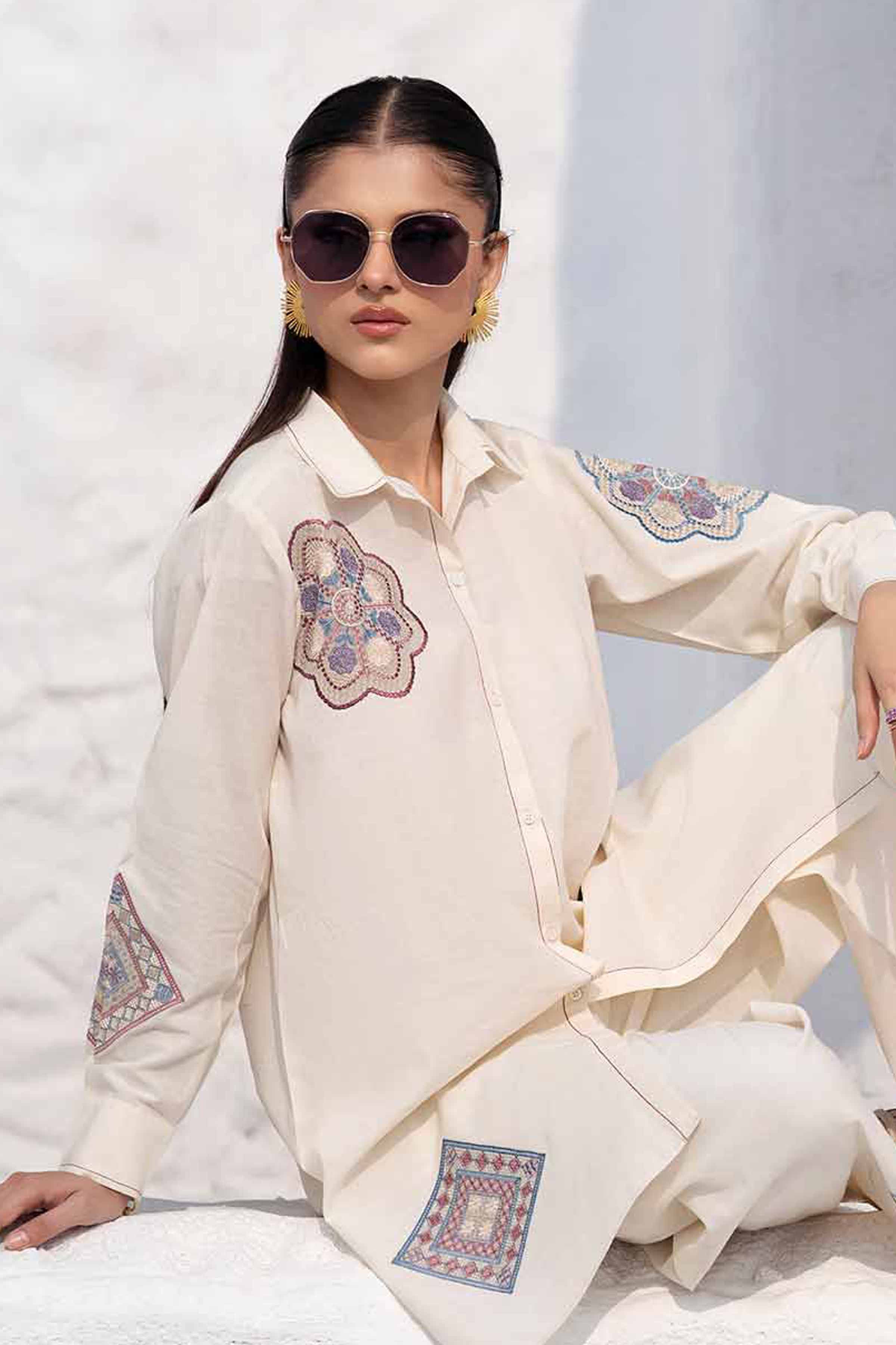 2 Piece - Embroidered Suit - KFS25-14 - Image 2