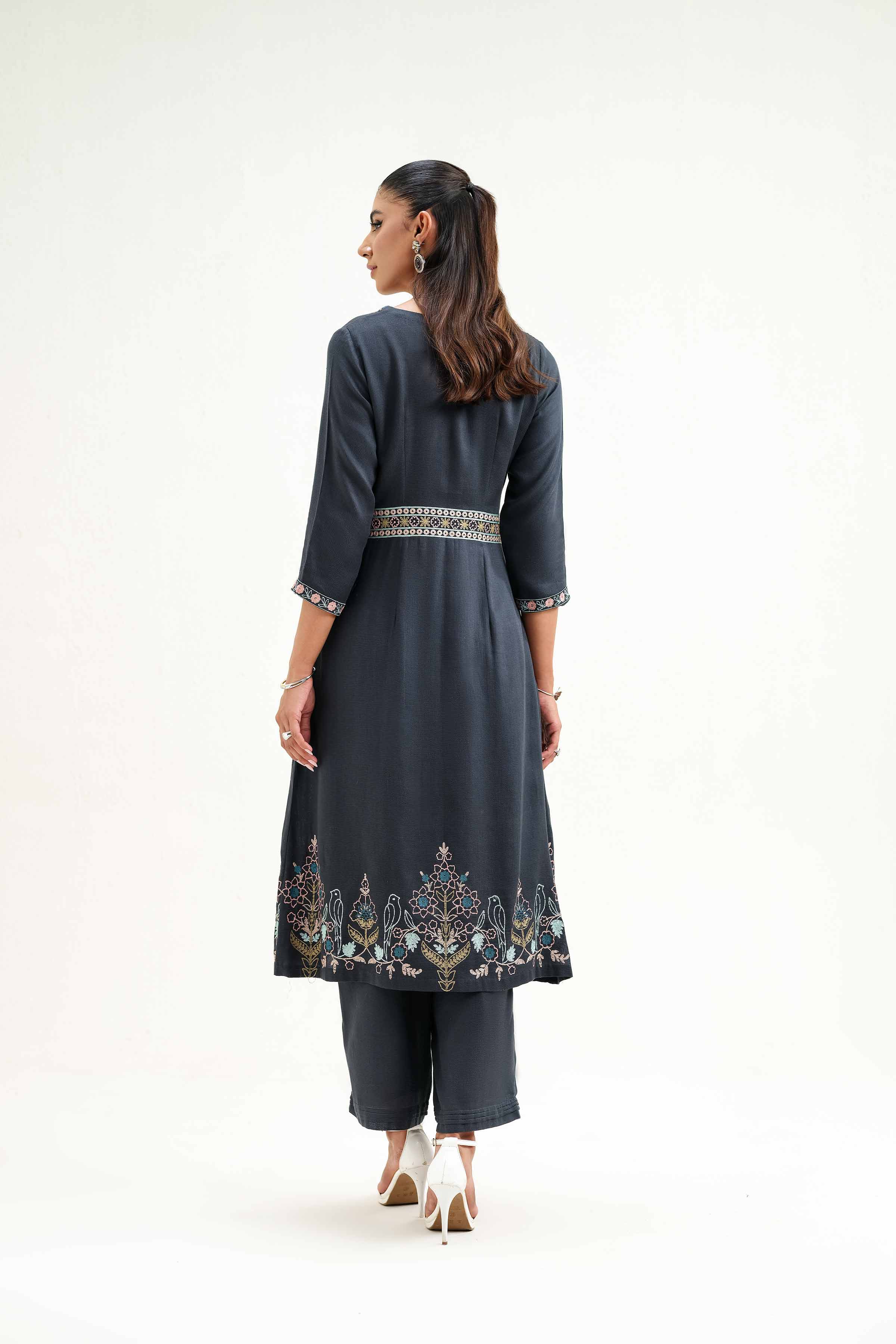 2 Piece - Embroidered Suit - KFS25-29 - Image 3