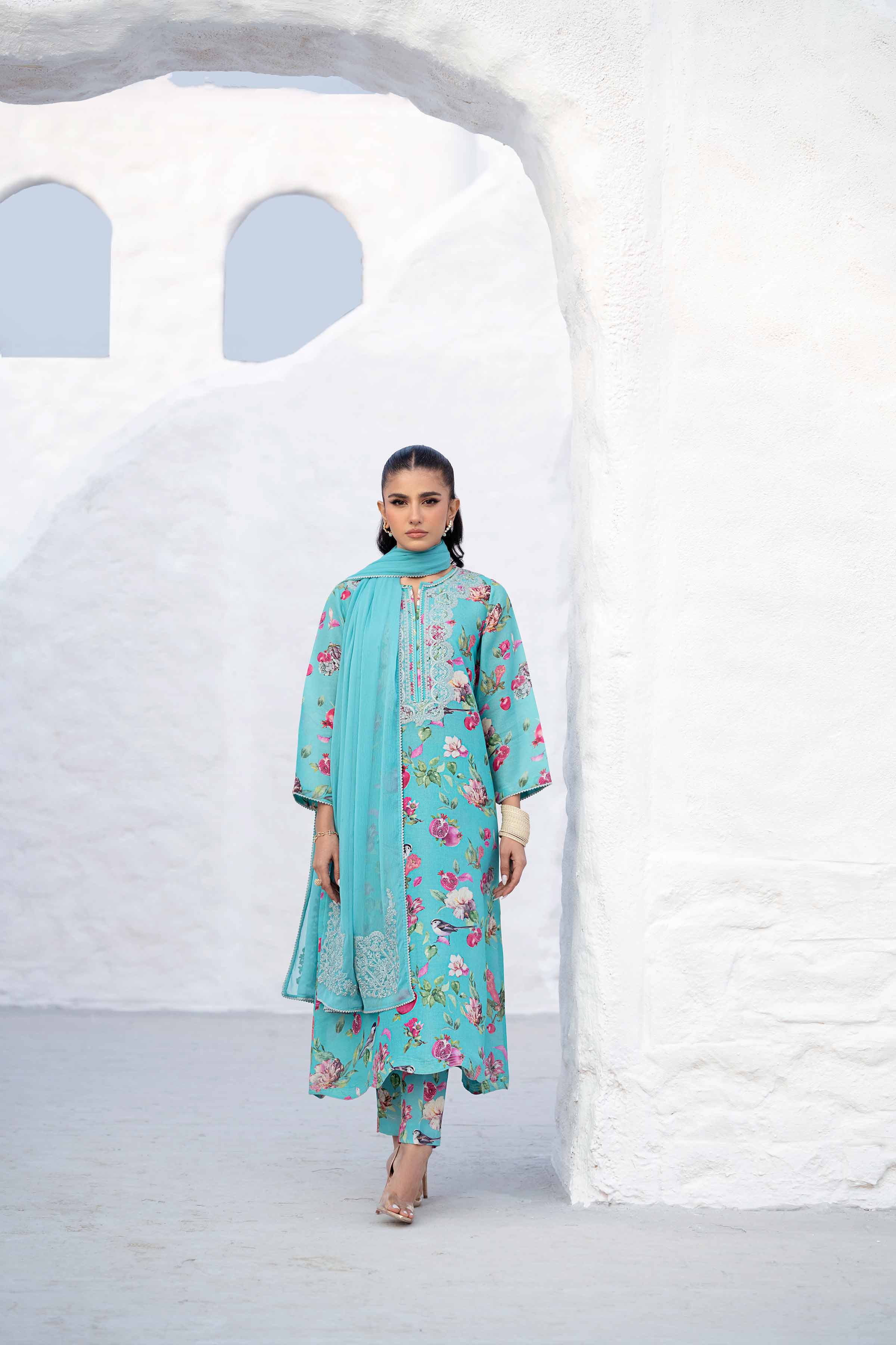 3 Piece - Printed Embroidered Suit - KFS25-44 - Image 5