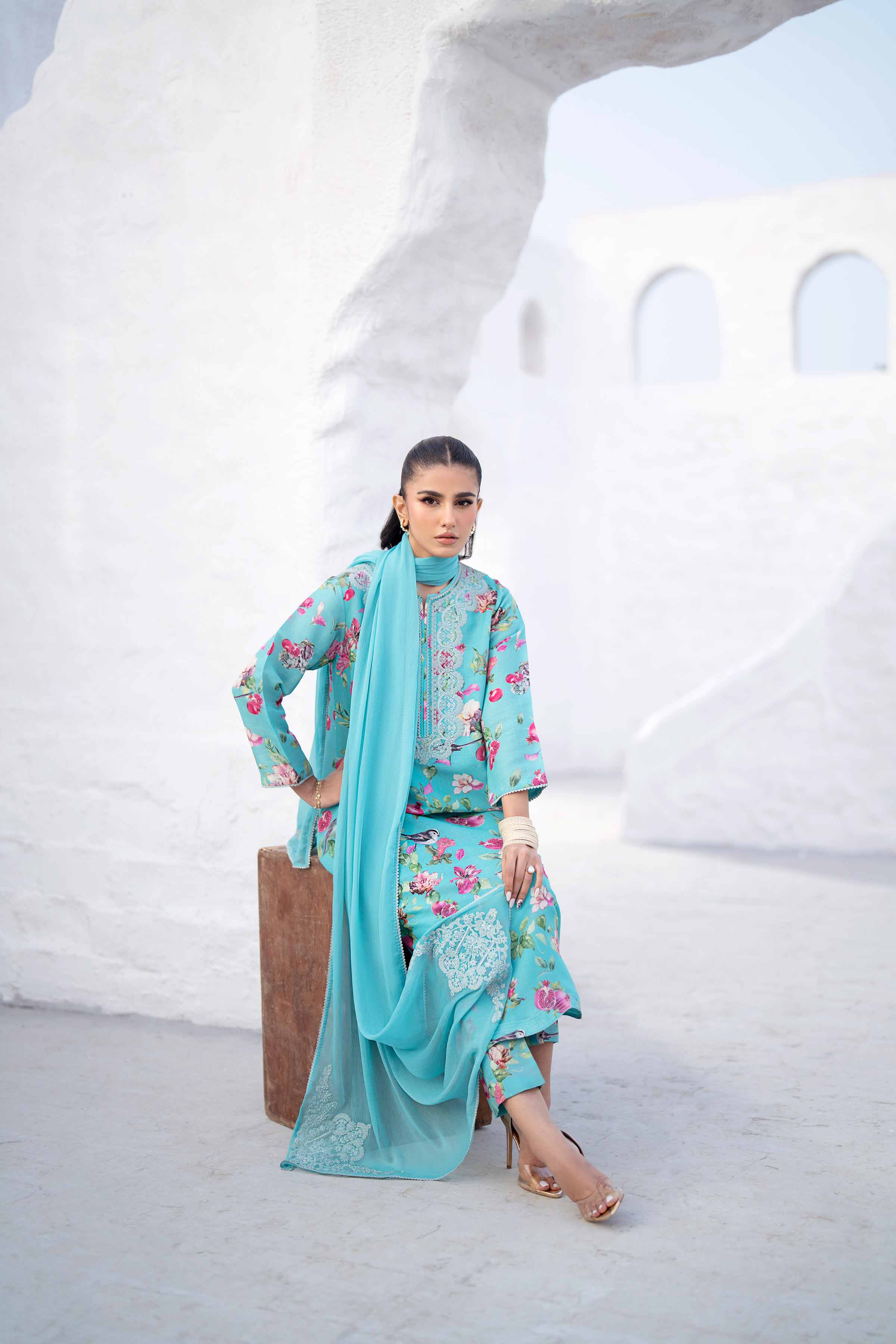 3 Piece - Printed Embroidered Suit - KFS25-44 - Image 7