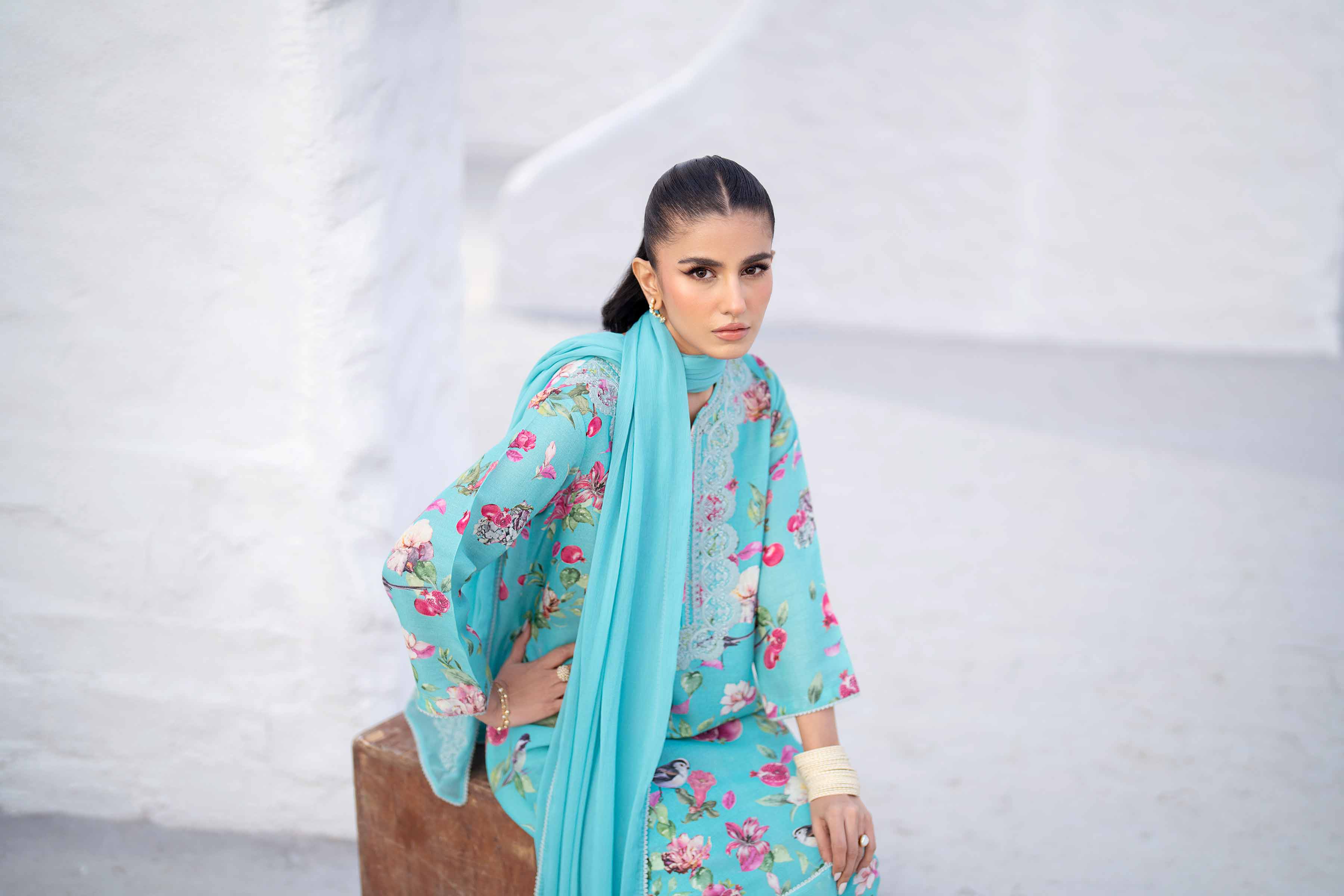 3 Piece - Printed Embroidered Suit - KFS25-44 - Image 8
