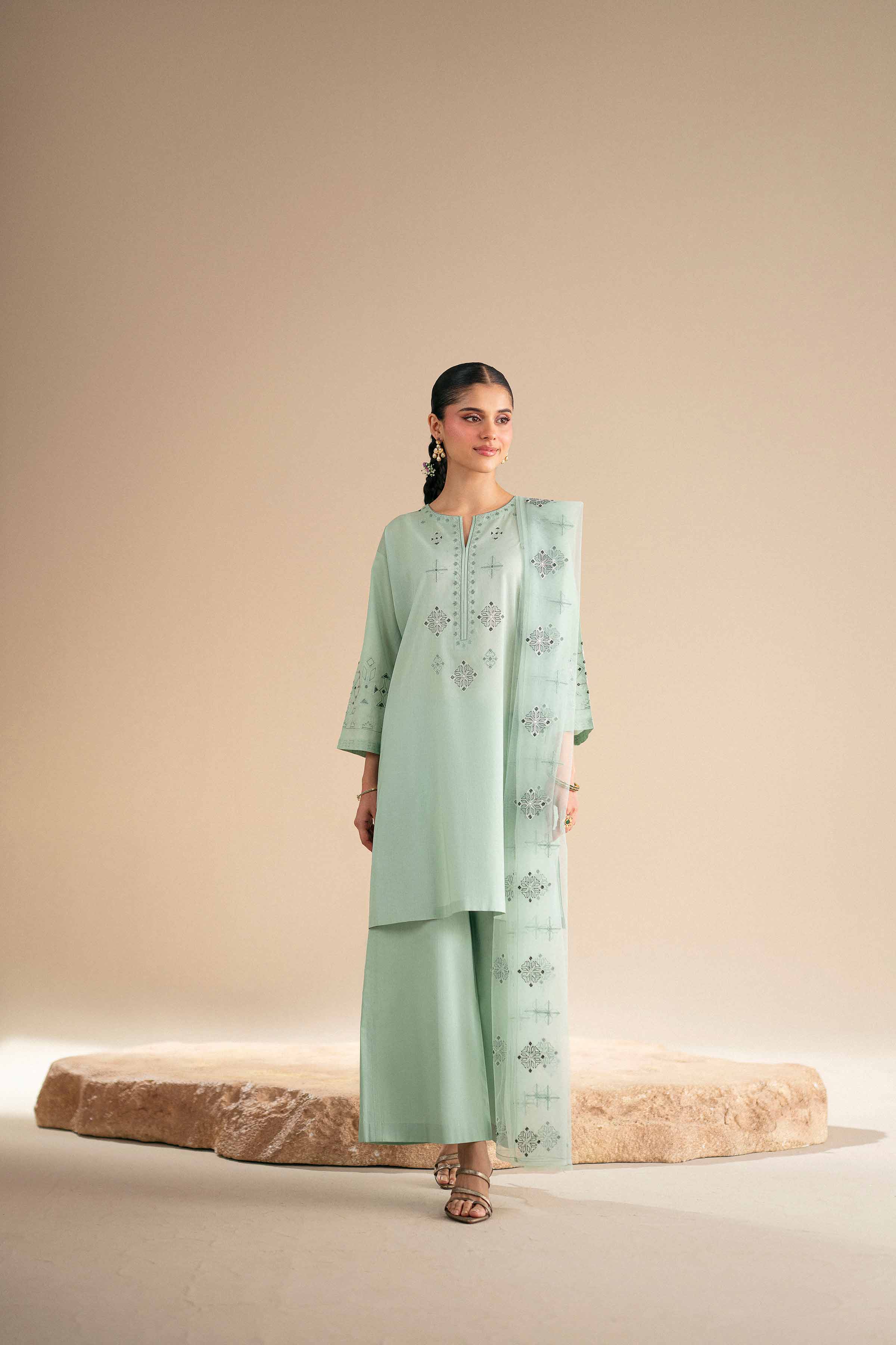 3 Piece - Embroidered Suit - KFS25-95 - Image 4