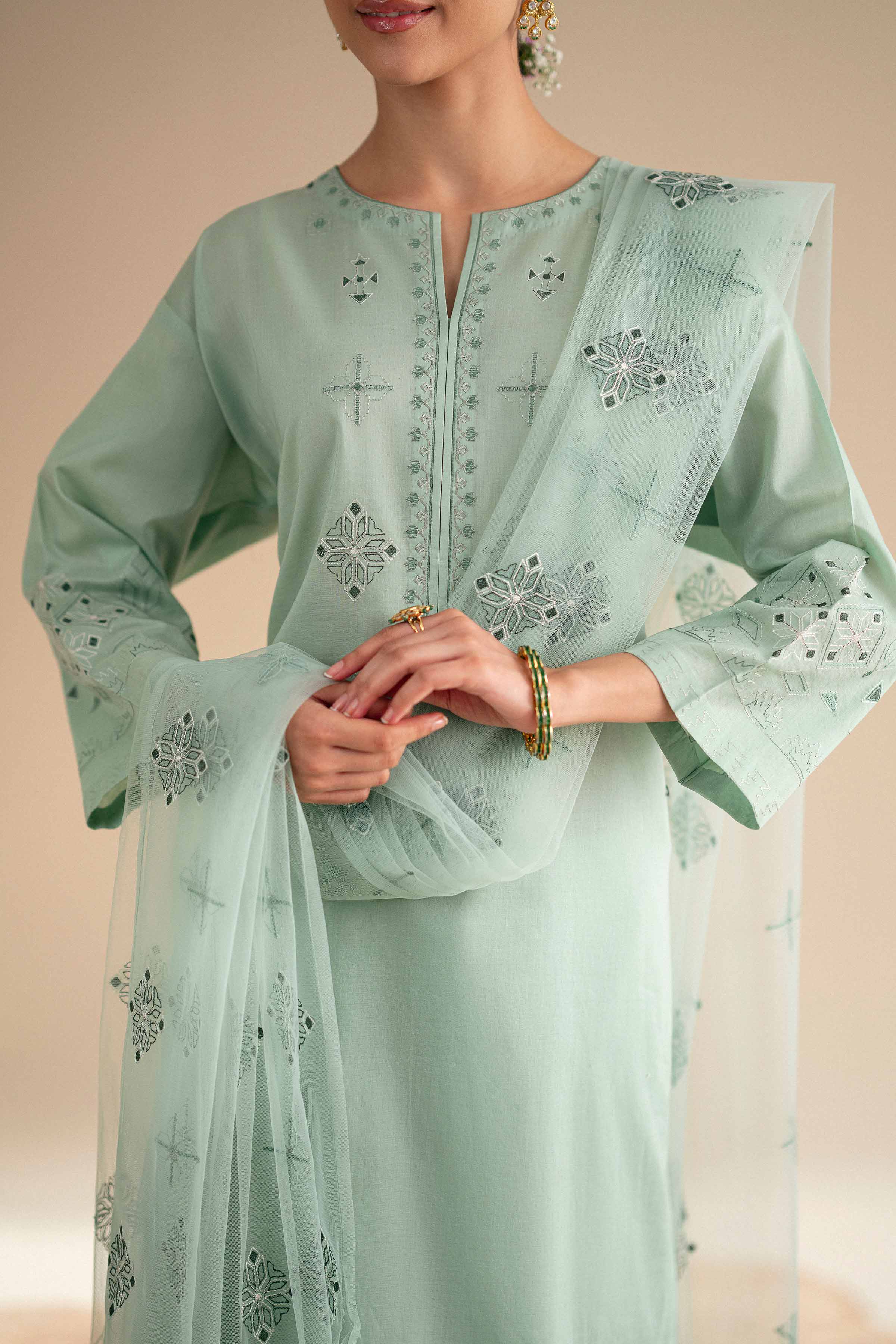 3 Piece - Embroidered Suit - KFS25-95 - Image 5