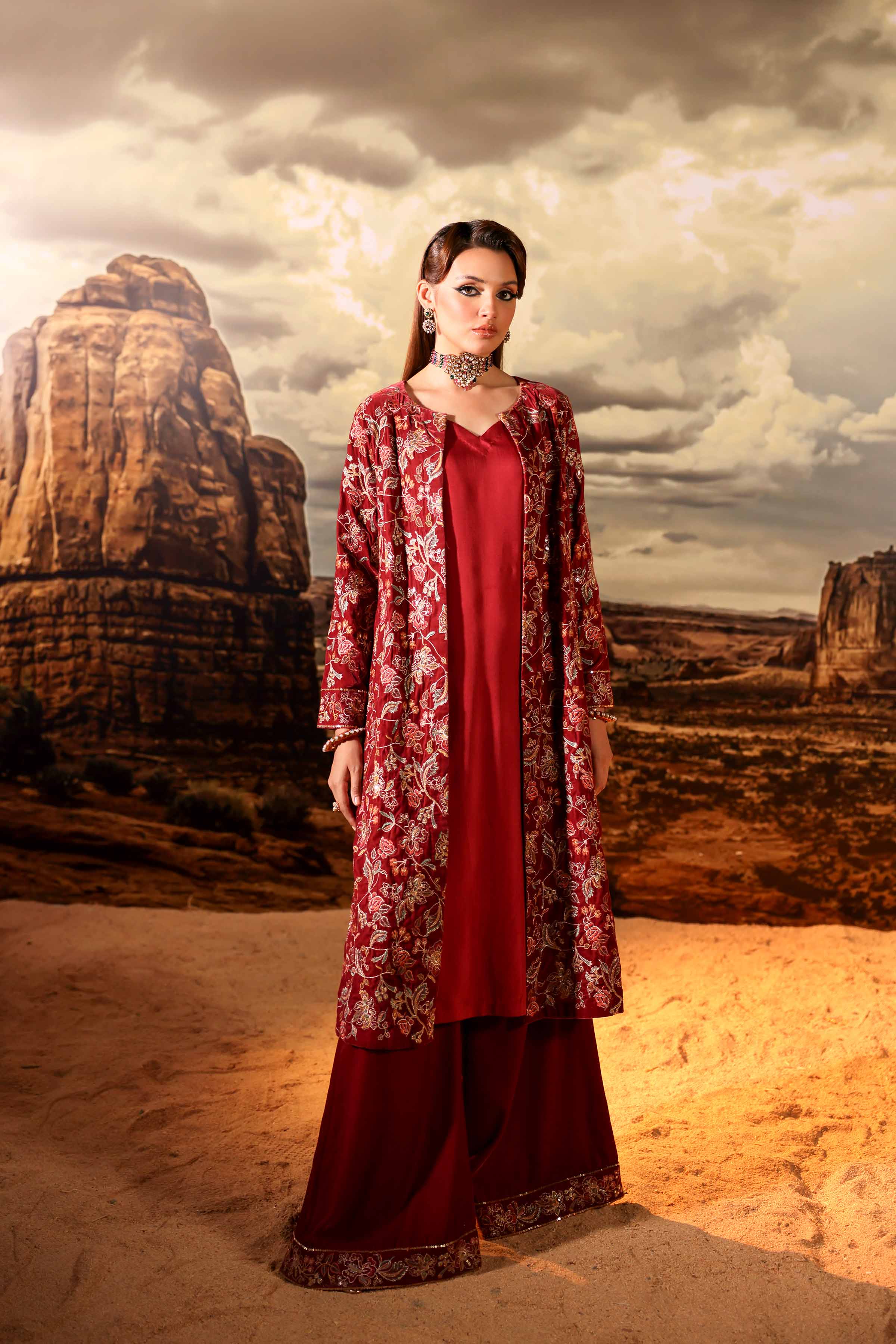 3 Piece - Embroidered Suit - KFW24-13 - Image 3