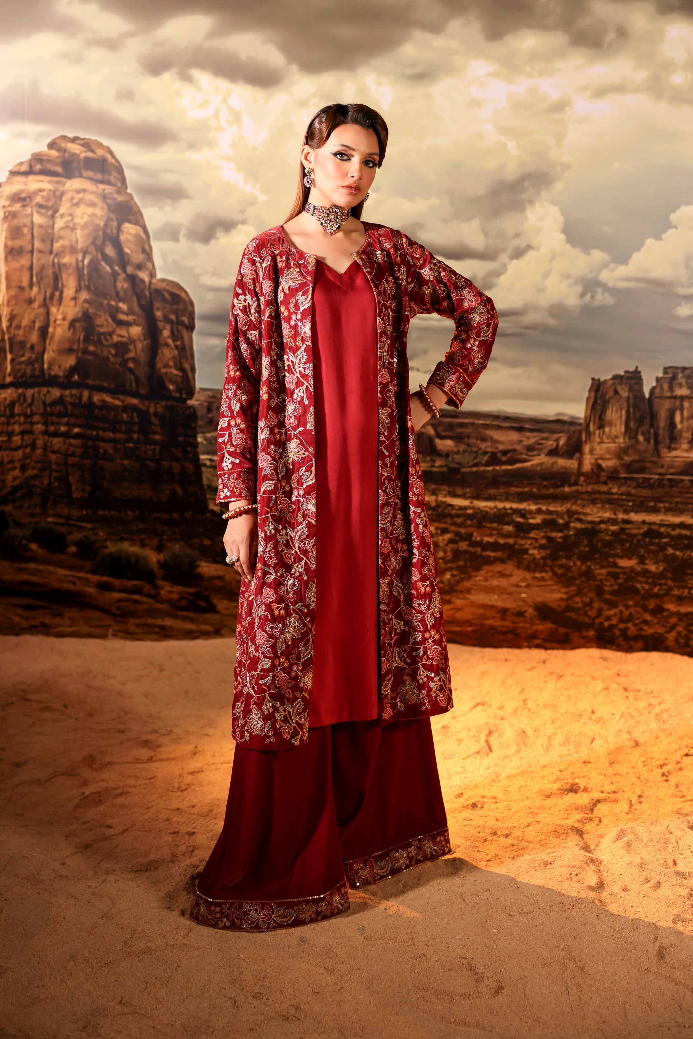 3 Piece - Embroidered Suit - KFW24-13 - Image 5