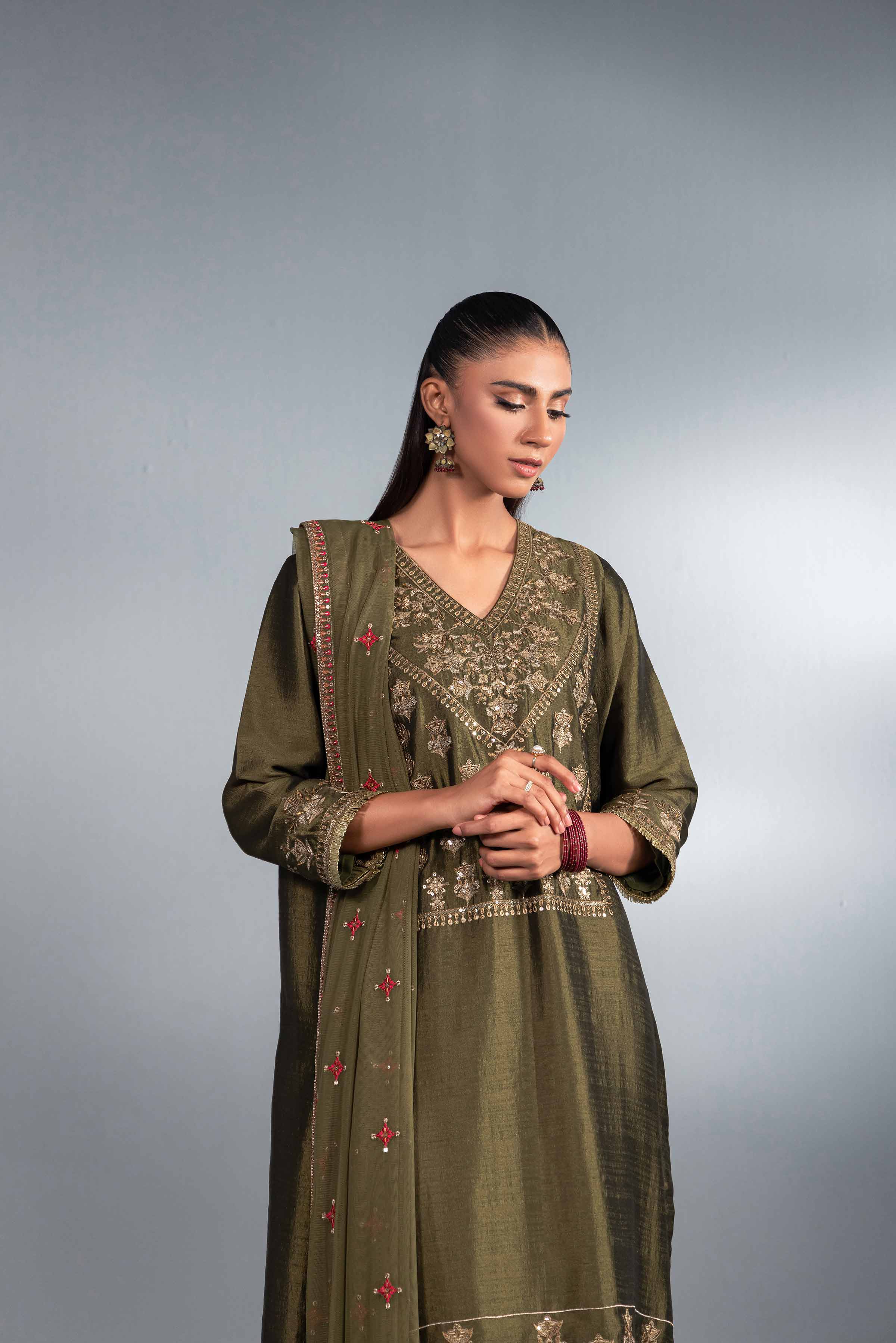 3 Piece - Embroidered Suit - KFW24-59 - Image 5