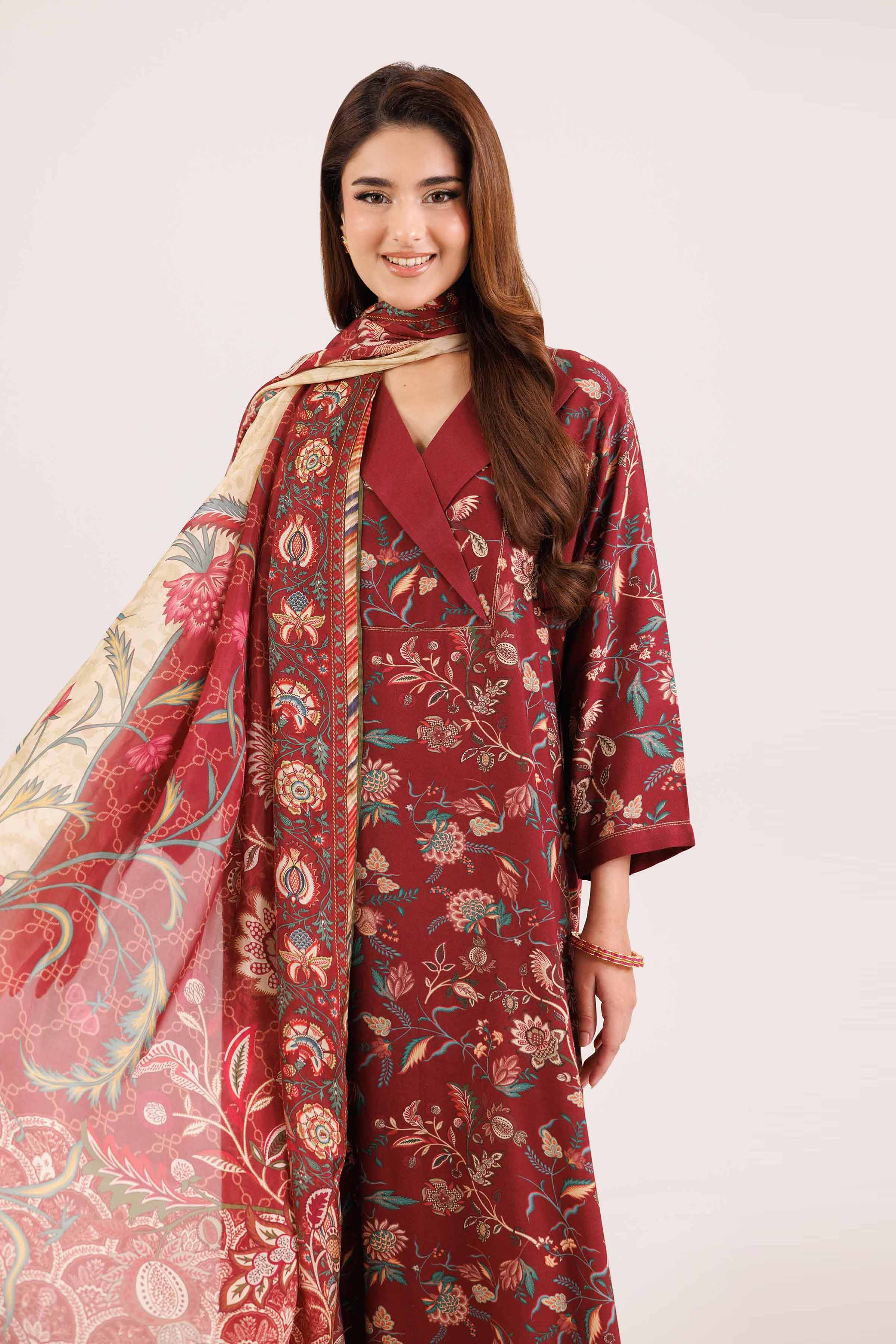 3 Piece - Printed Embroidered Suit - KFW25-100 - Image 2