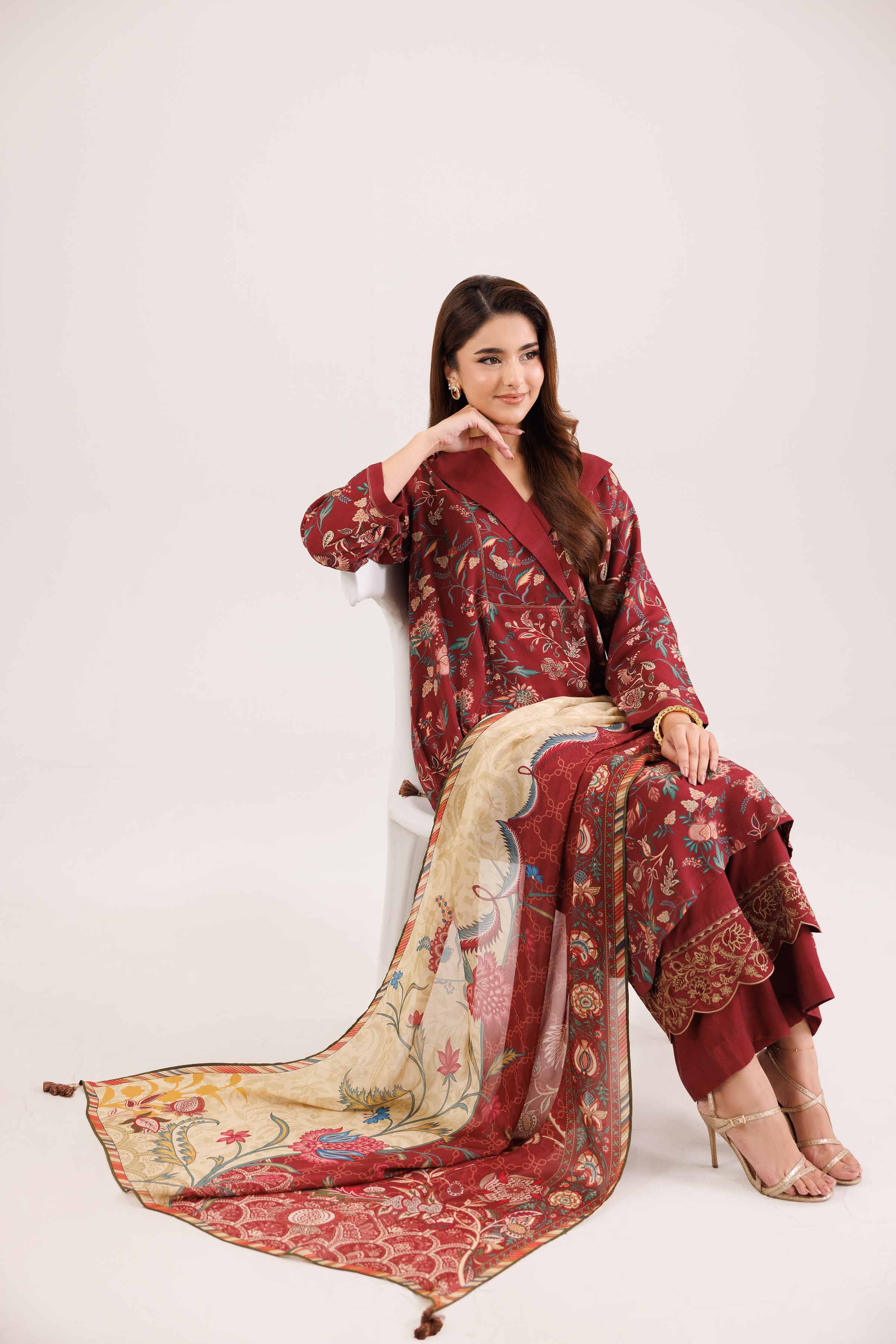 3 Piece - Printed Embroidered Suit - KFW25-100 - Image 3