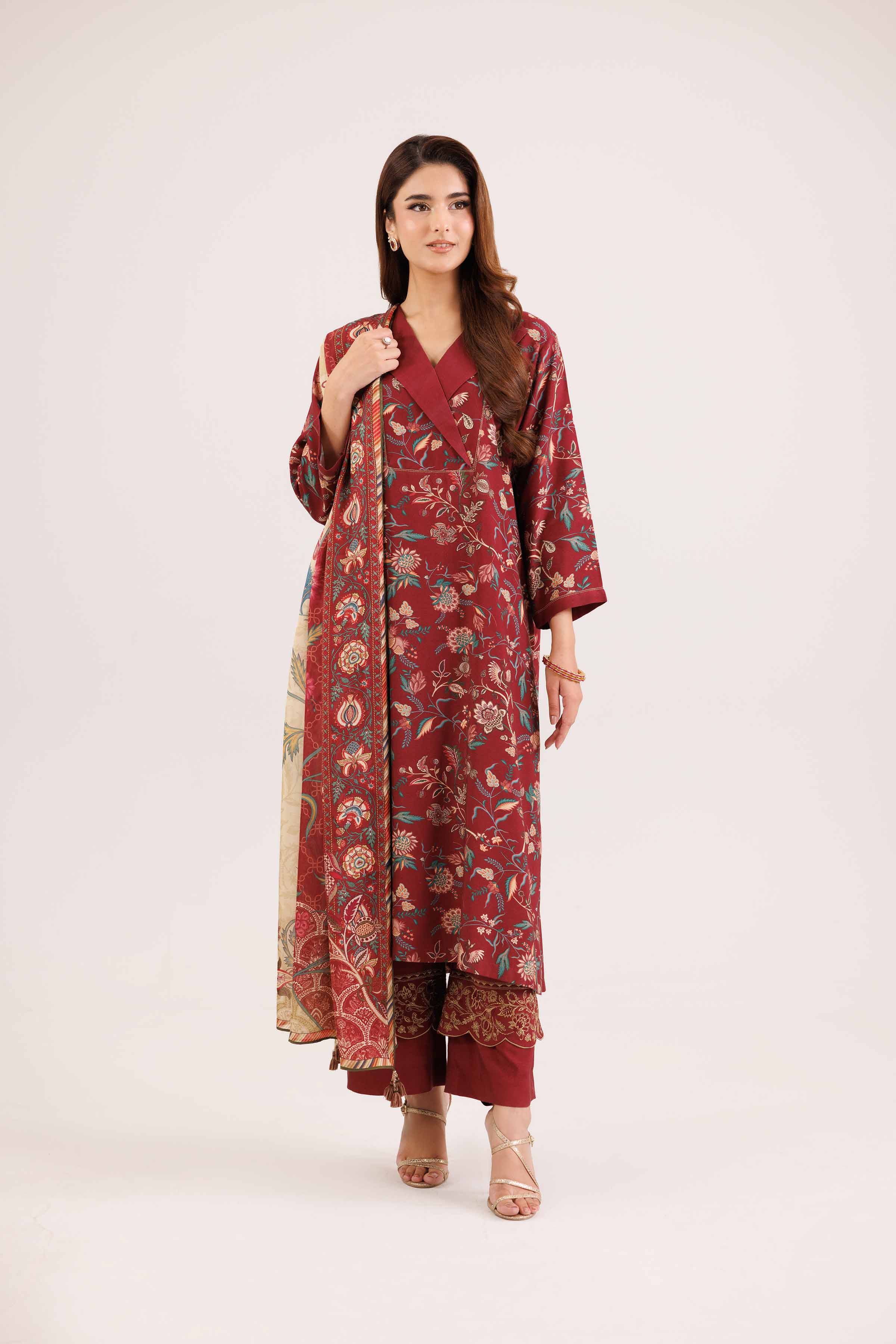 3 Piece - Printed Embroidered Suit - KFW25-100 - Image 5