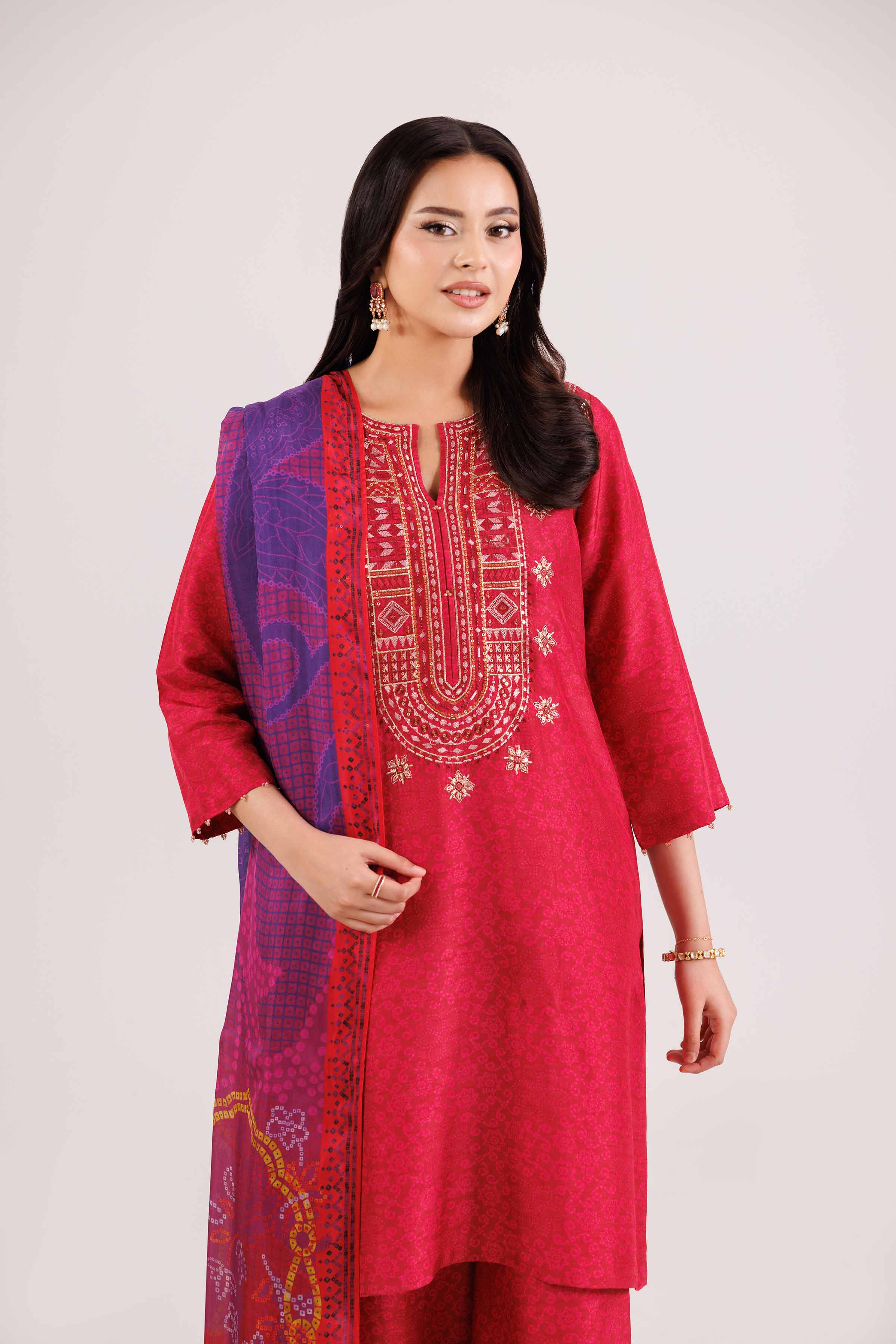 3 Piece - Printed Embroidered Suit - KFW25-103 - Image 5