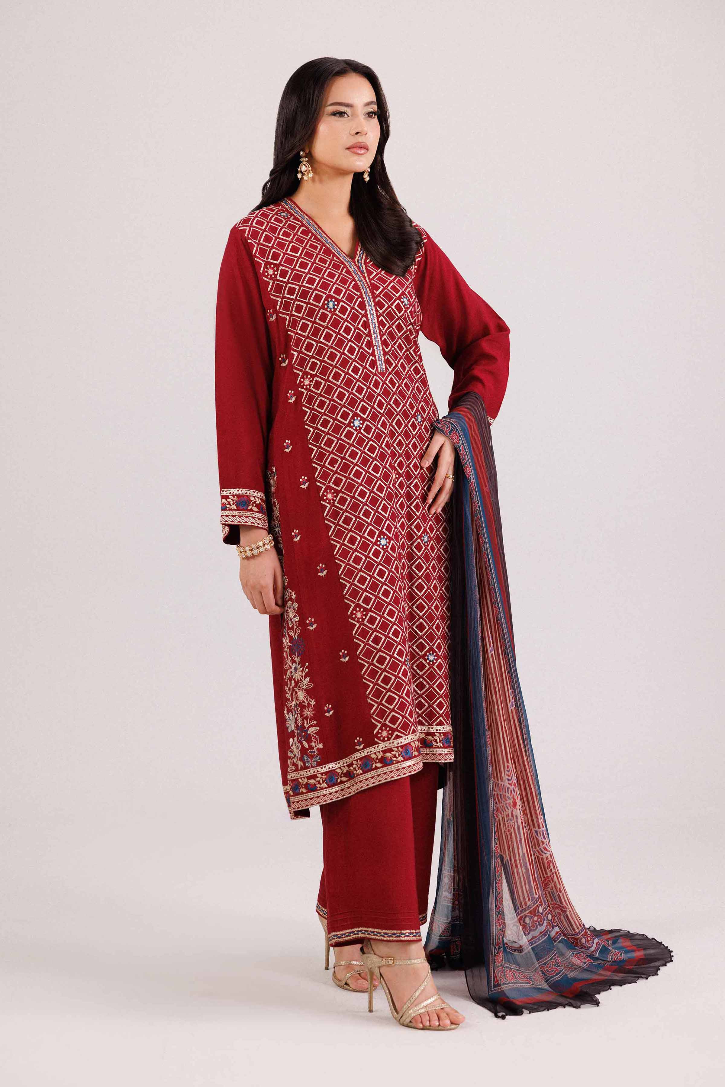 3 Piece - Printed Embroidered Suit - KFW25-104 - Image 2