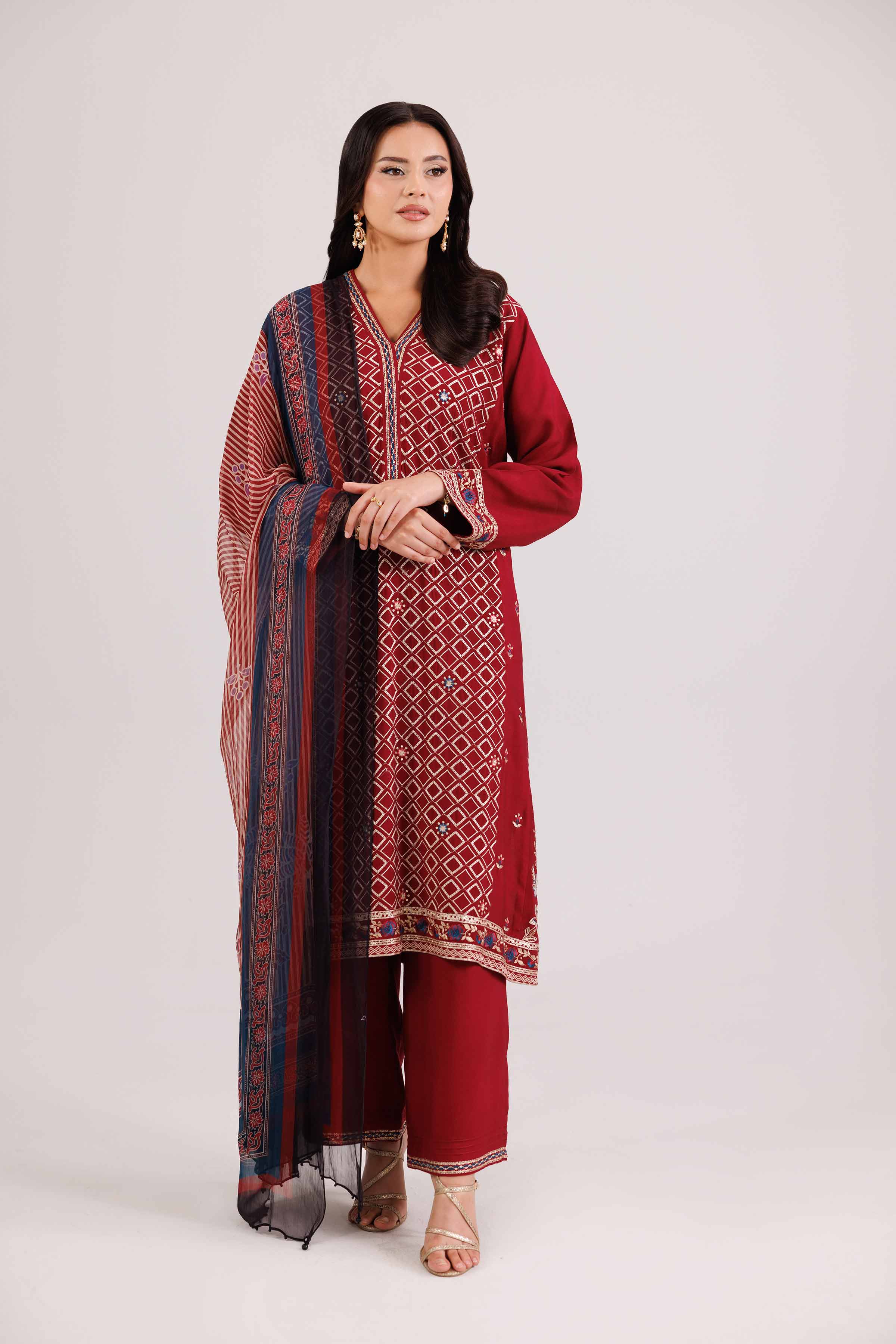 3 Piece - Printed Embroidered Suit - KFW25-104 - Image 5