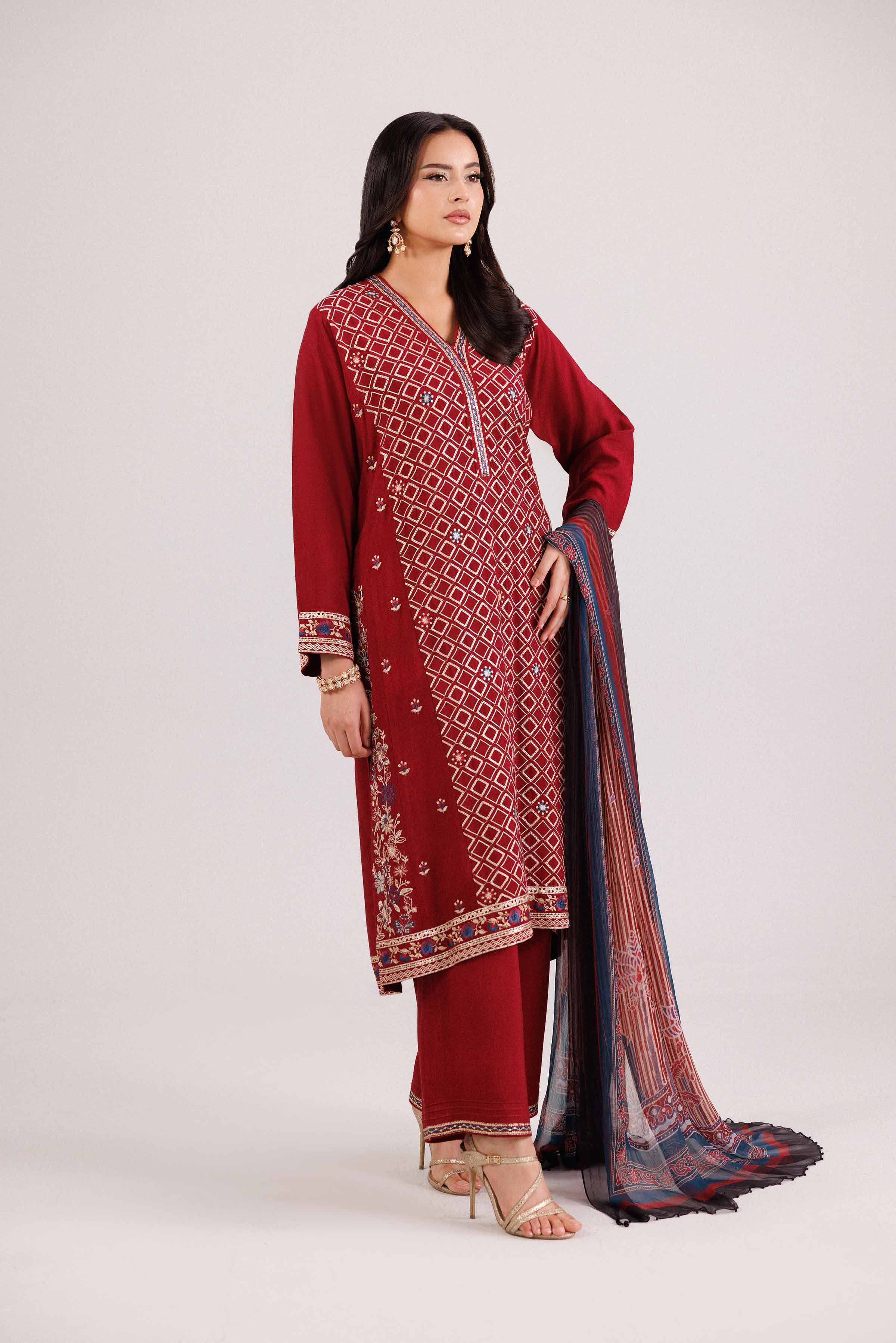 3 Piece - Printed Embroidered Suit - KFW25-104 - Image 7