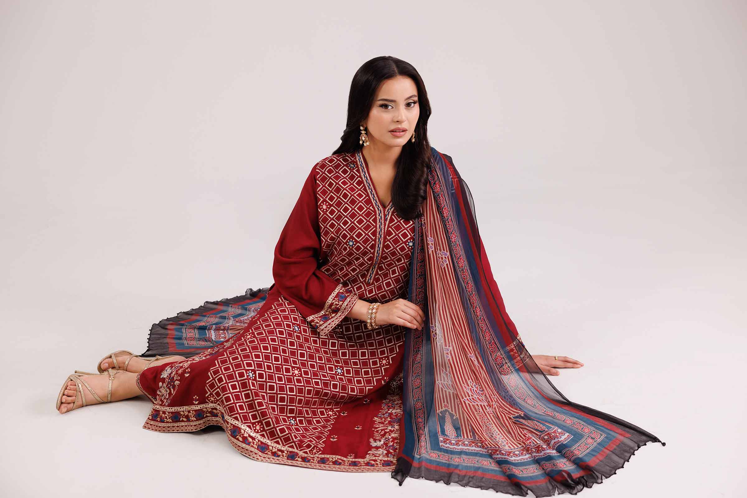 3 Piece - Printed Embroidered Suit - KFW25-104 - Image 8