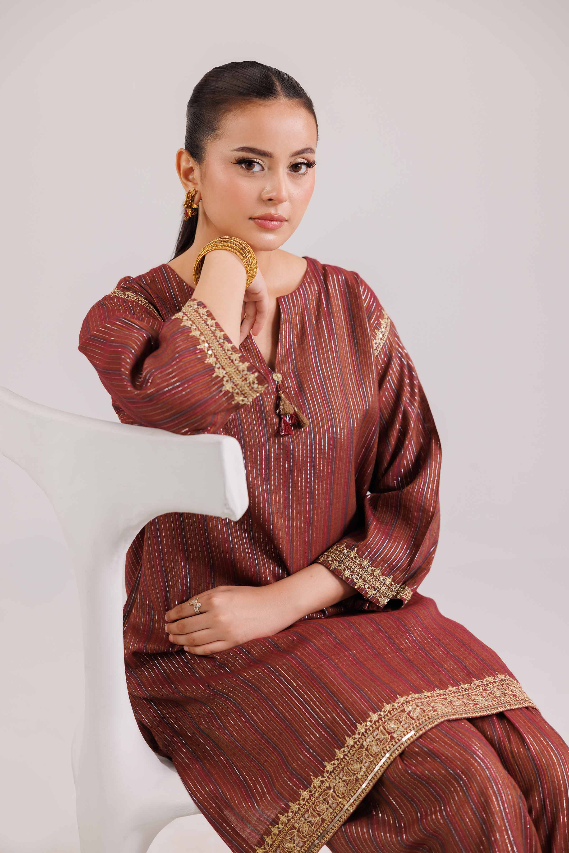 2 Piece - Embroidered Suit - KFW25-139 - Image 7