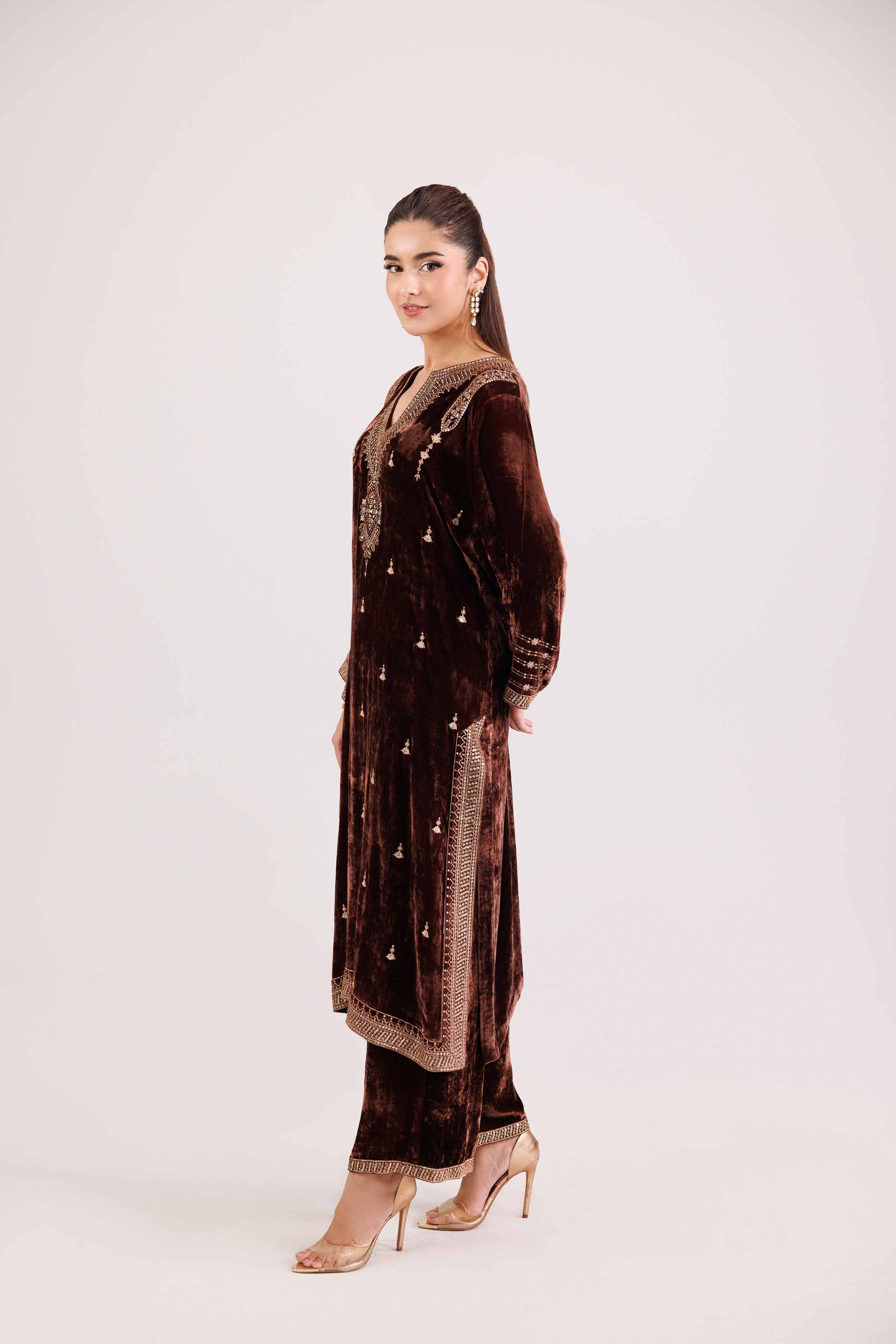 2 Piece - Embroidered Suit - KFW25-18 - Image 4